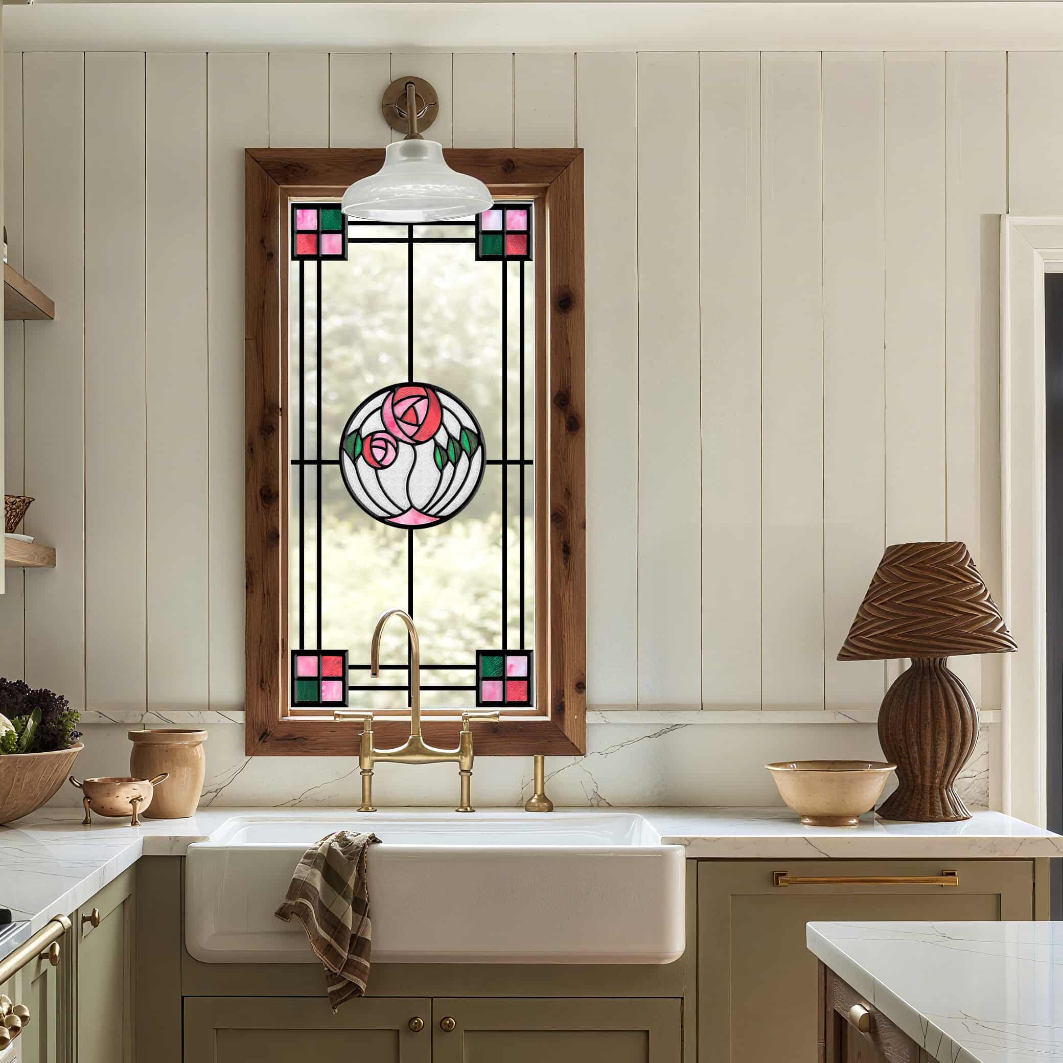 Film pour vitrail Green Gleam – Film statique décoratif moderne pour fenêtre