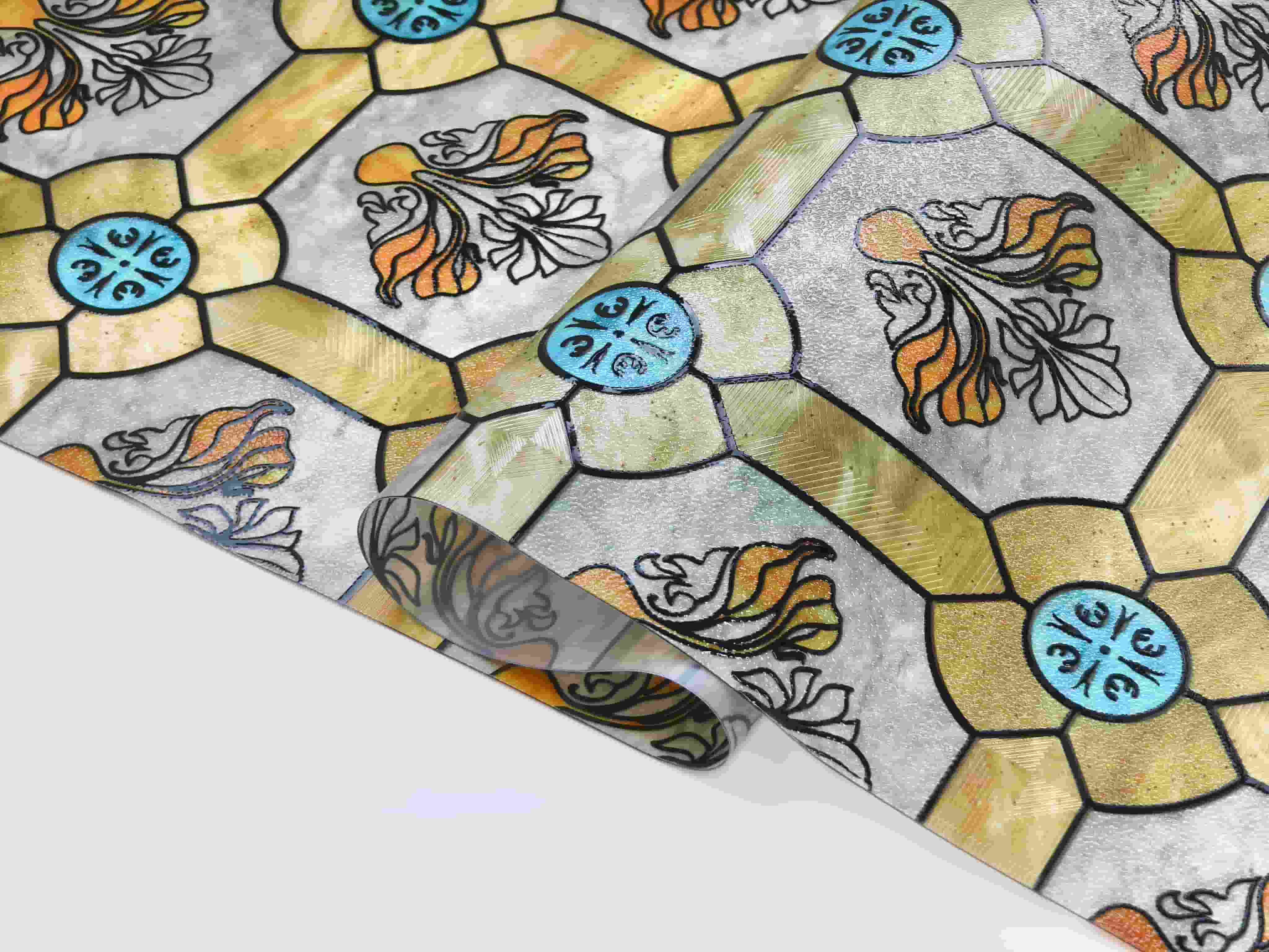 Film décoratif pour vitres en vitrail Lily