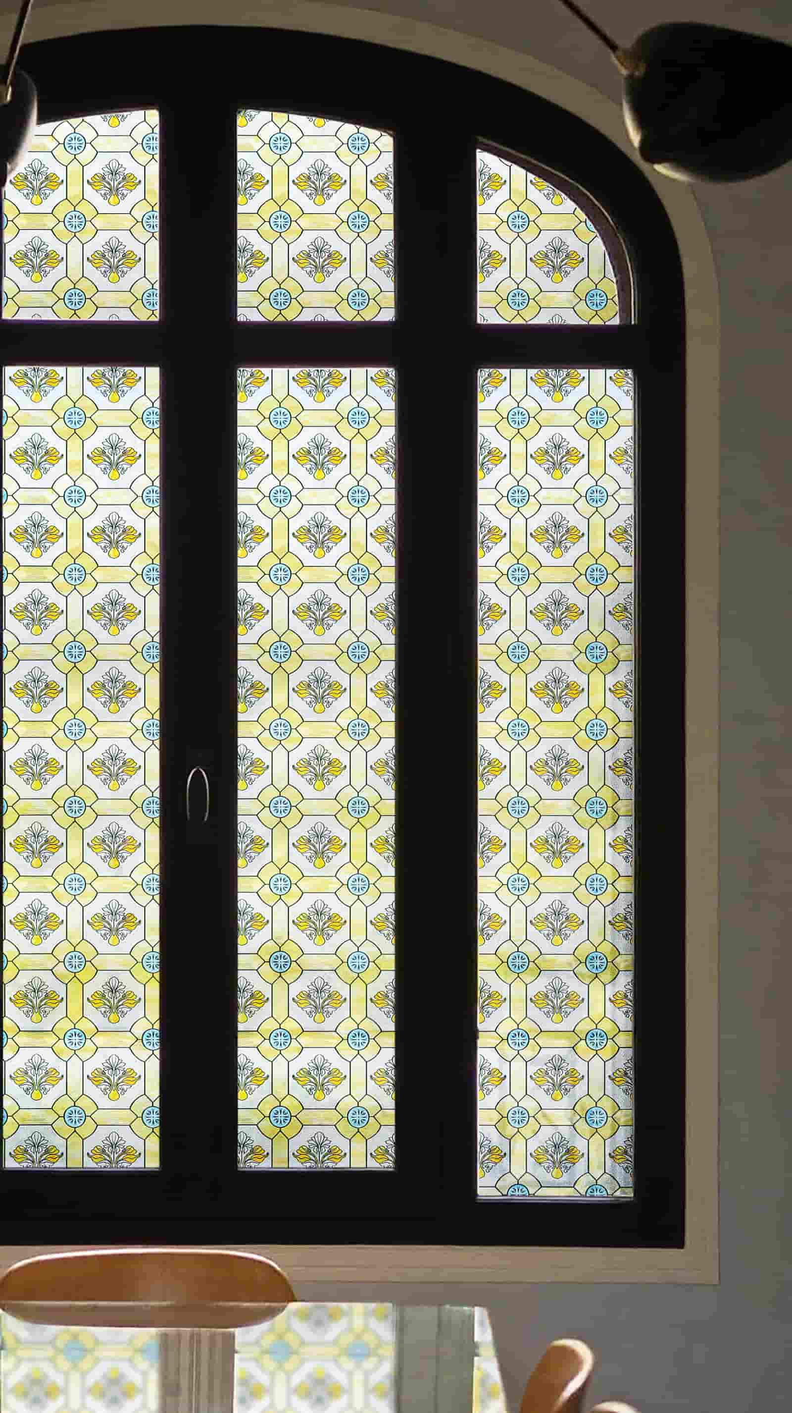 Film décoratif pour vitres en vitrail Lily