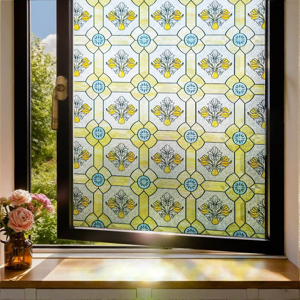 Film décoratif pour vitres en vitrail Lily