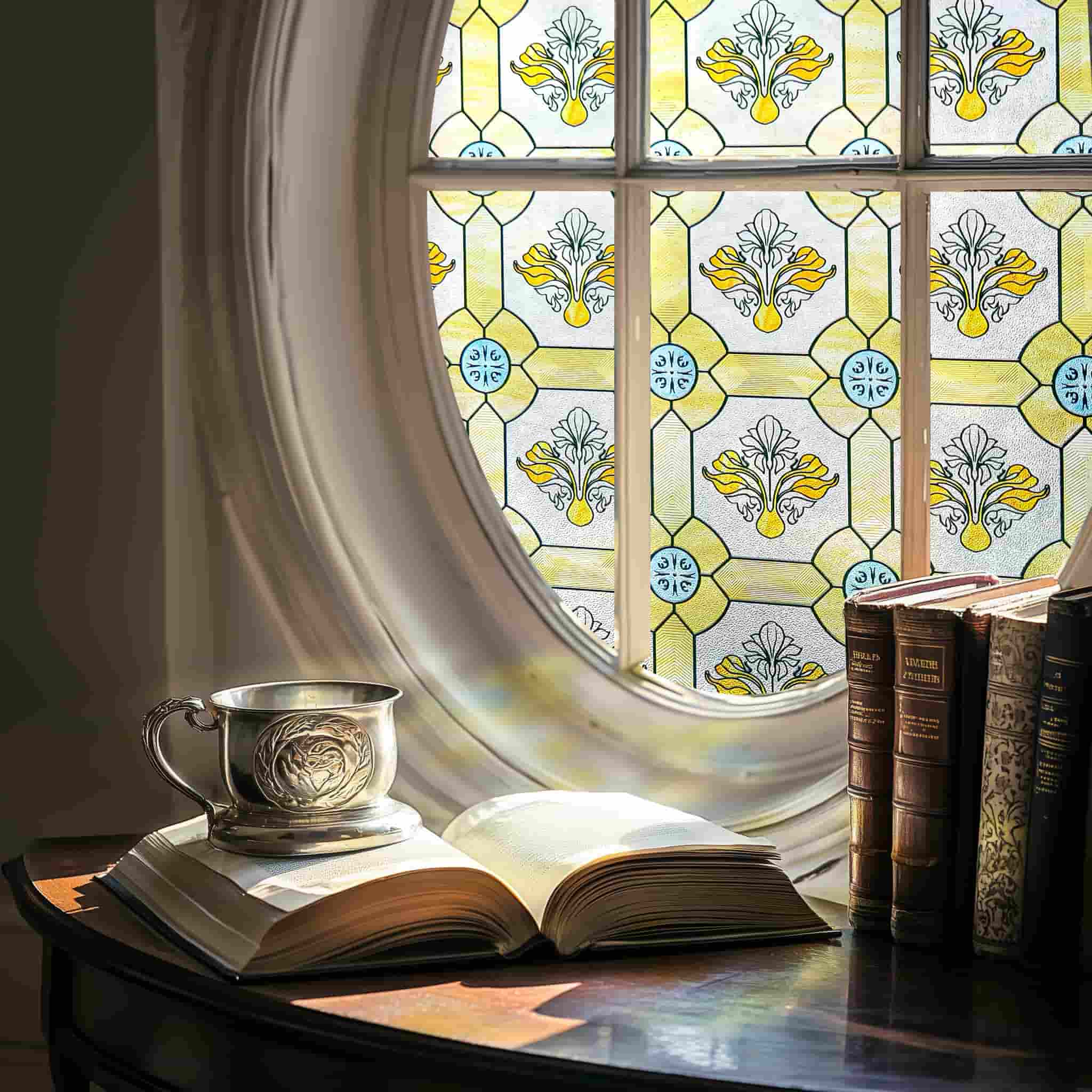 Film décoratif pour vitres en vitrail Lily