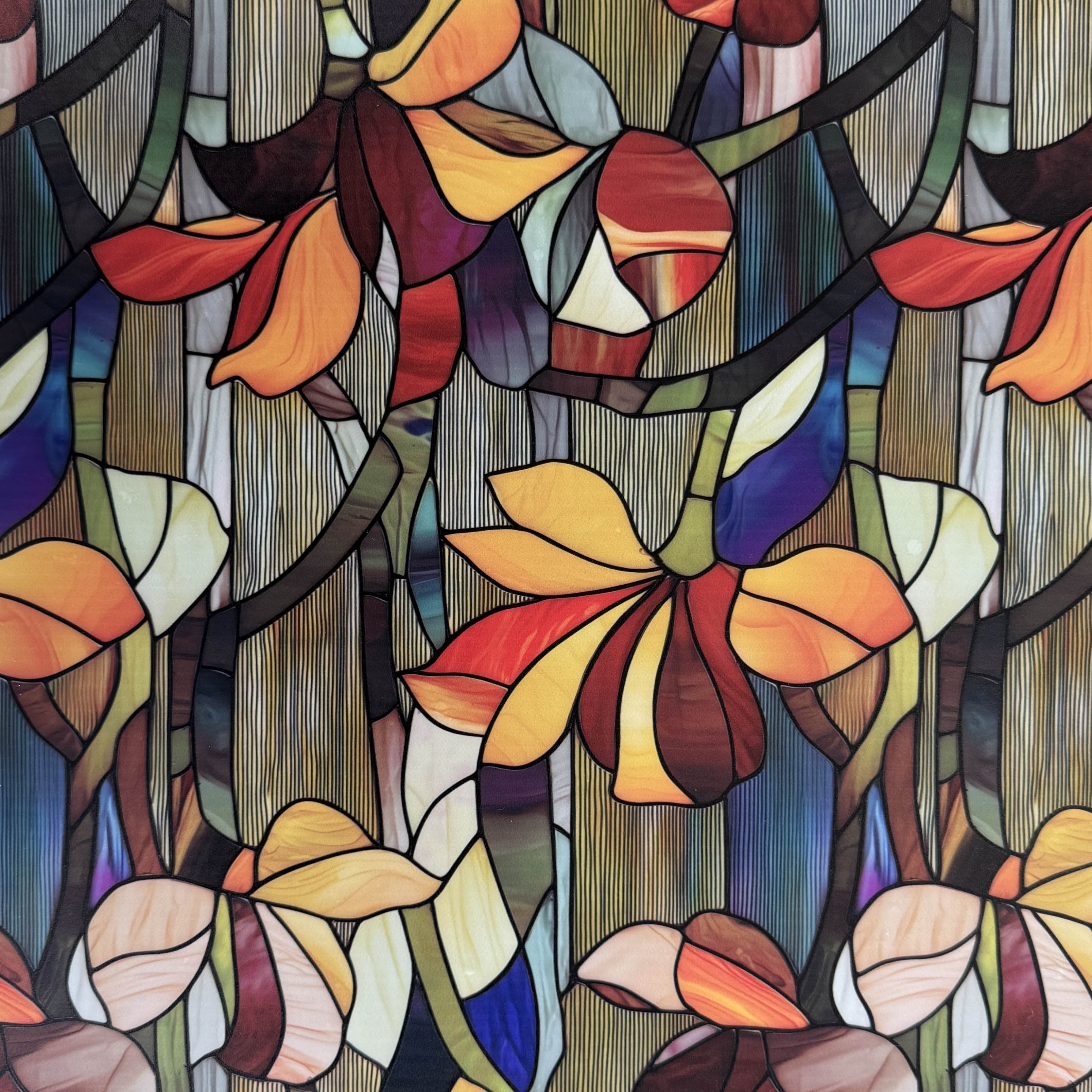 Glassy Bloom Stained Glass Decorative Window Film