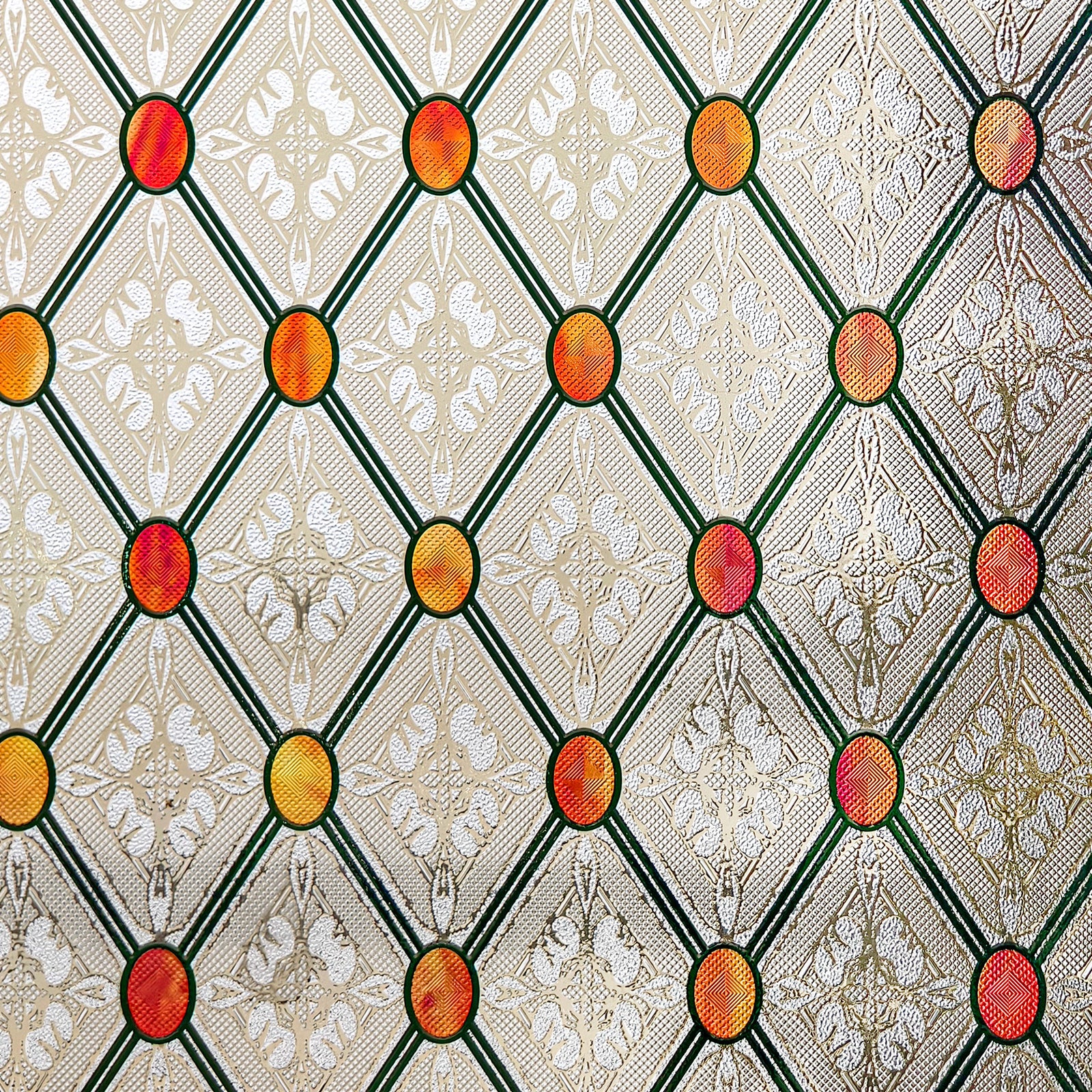 Gothic Diamond Stained Glass Window Film, Decorative & Privacy Window Film – Static Cling