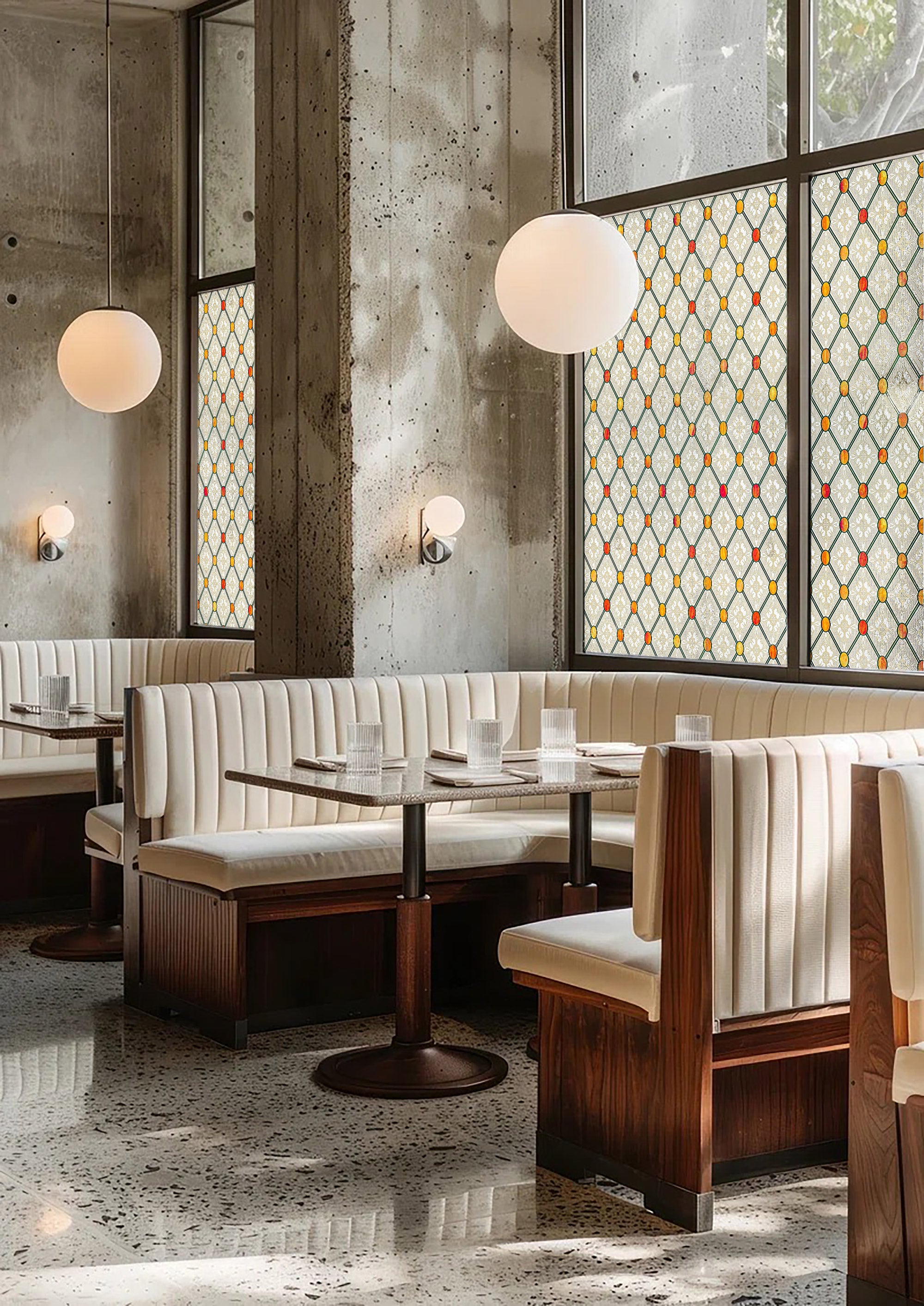 Gothic Diamond Stained Glass Window Film, Decorative & Privacy Window Film – Static Cling