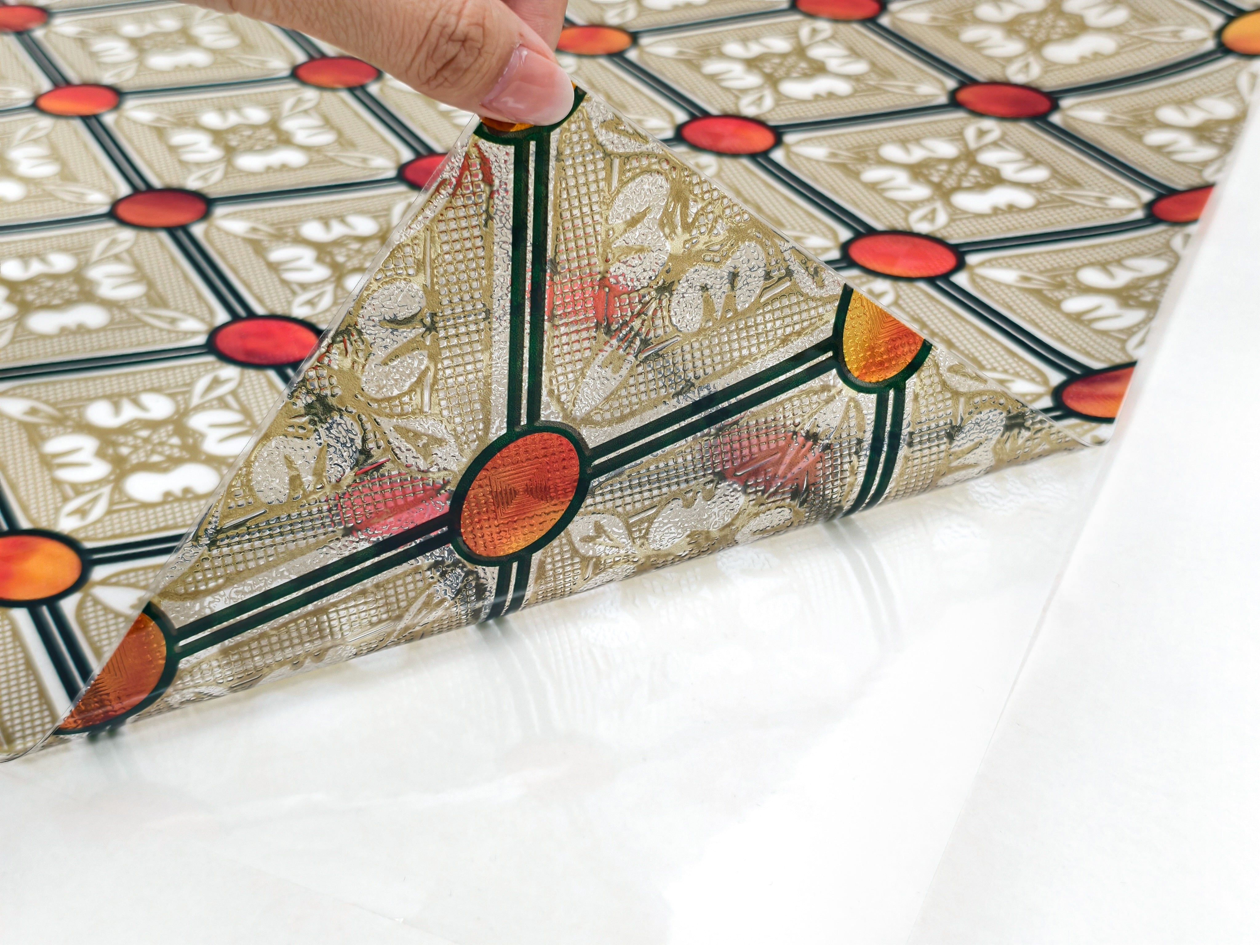 Gothic Diamond Stained Glass Window Film, Decorative & Privacy Window Film – Static Cling