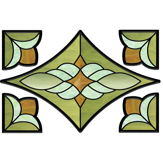 Green Rhythm Stained Glass Window Film – Decorative Static Window Film