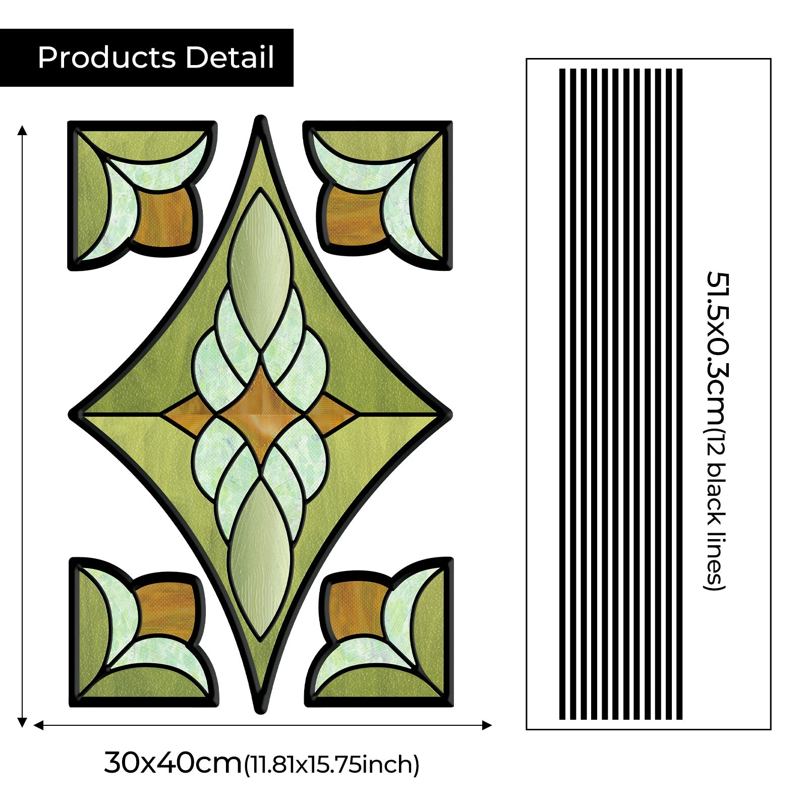 Film pour vitrail Green Gleam – Film statique décoratif moderne pour fenêtre