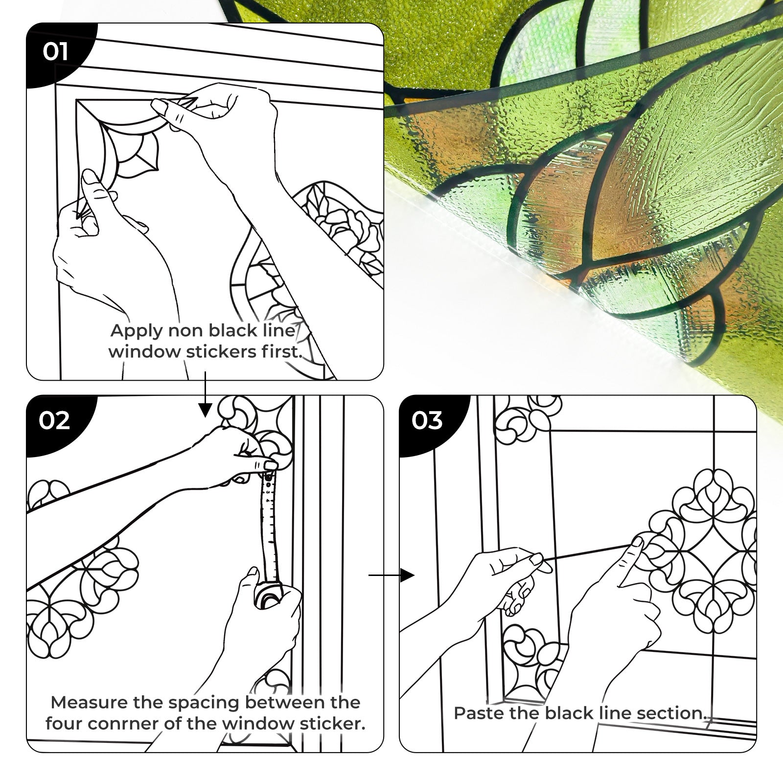 Film pour vitrail Green Gleam – Film statique décoratif moderne pour fenêtre