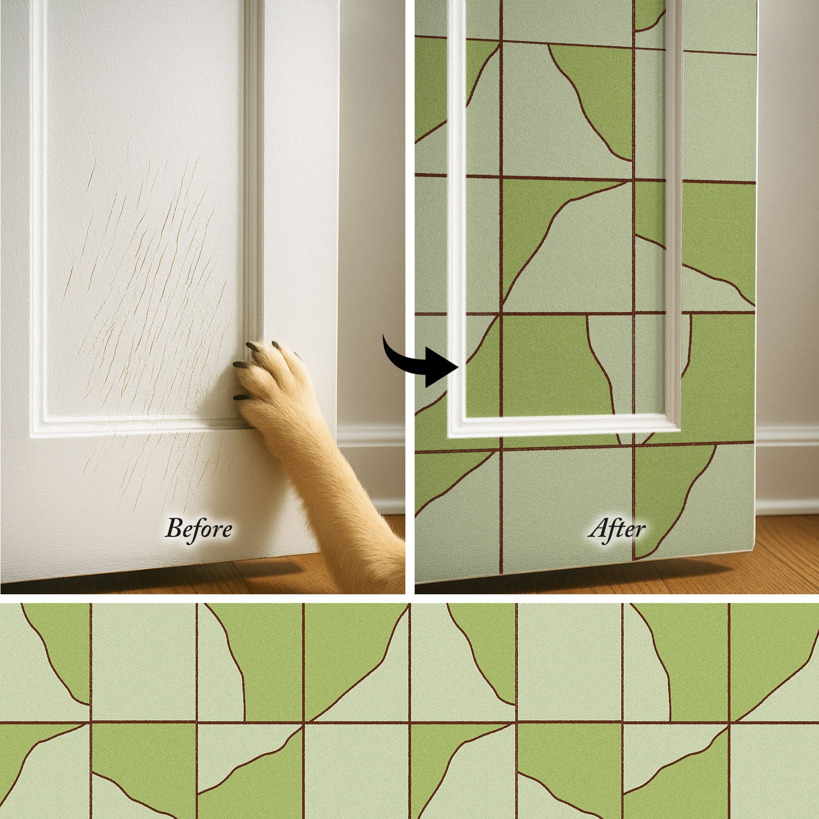 Papier peint adhésif Blue Flow Linearity – Géométrie moderne en beige mat et bleu marine