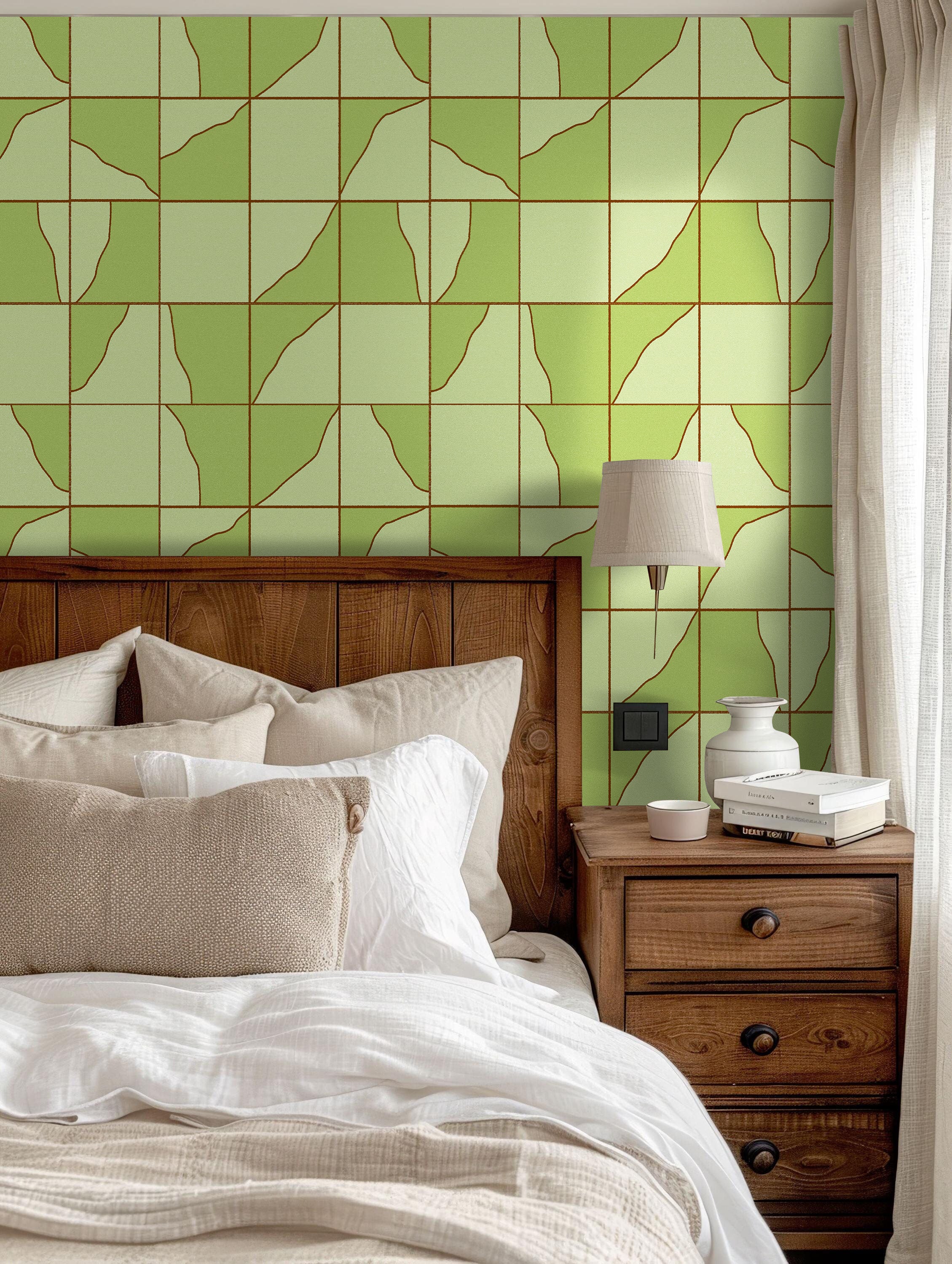 Papier peint adhésif Blue Flow Linearity – Géométrie moderne en beige mat et bleu marine