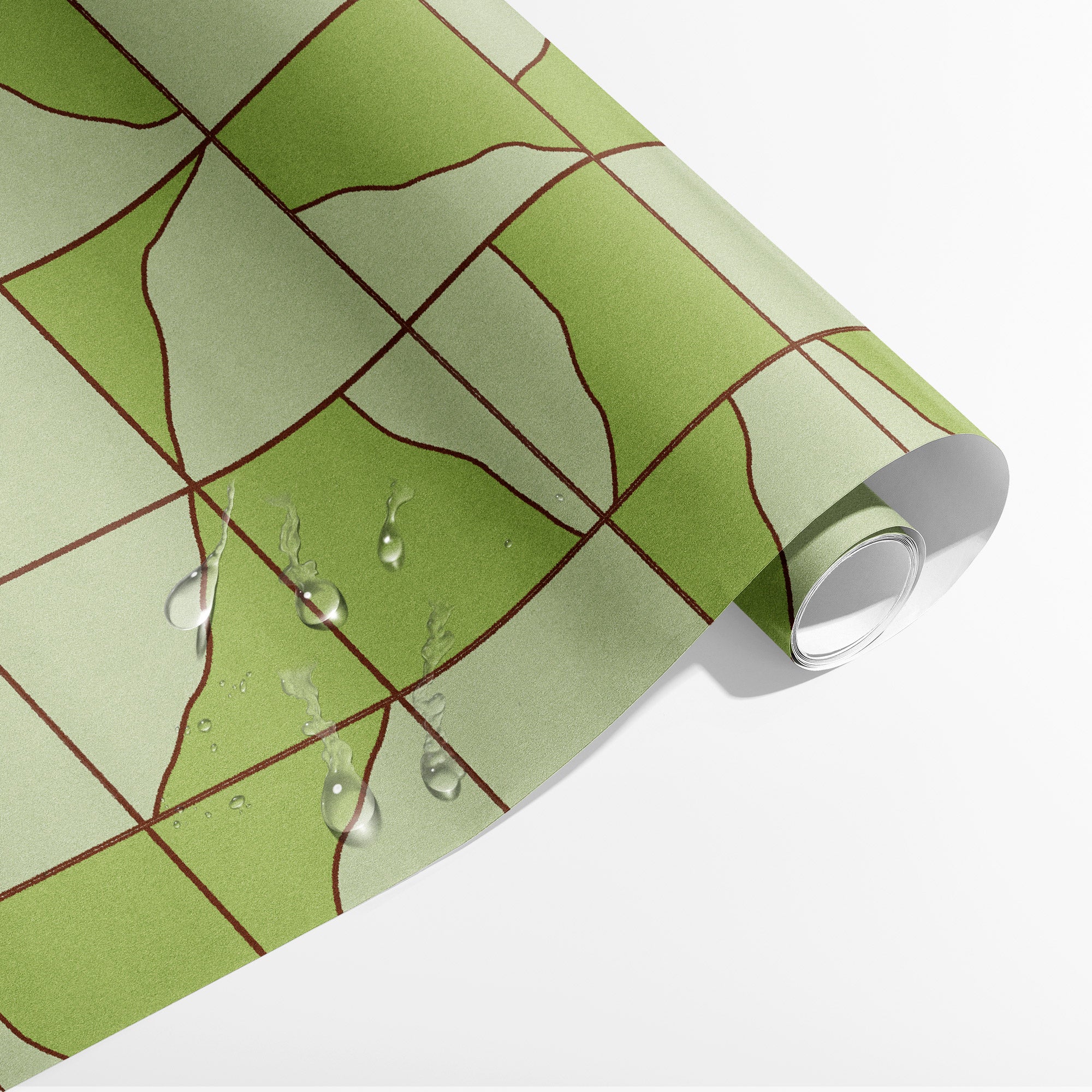 Papier peint adhésif Blue Flow Linearity – Géométrie moderne en beige mat et bleu marine