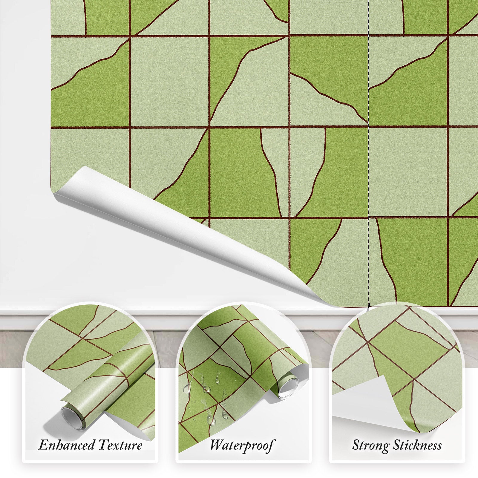 Papier peint adhésif Blue Flow Linearity – Géométrie moderne en beige mat et bleu marine