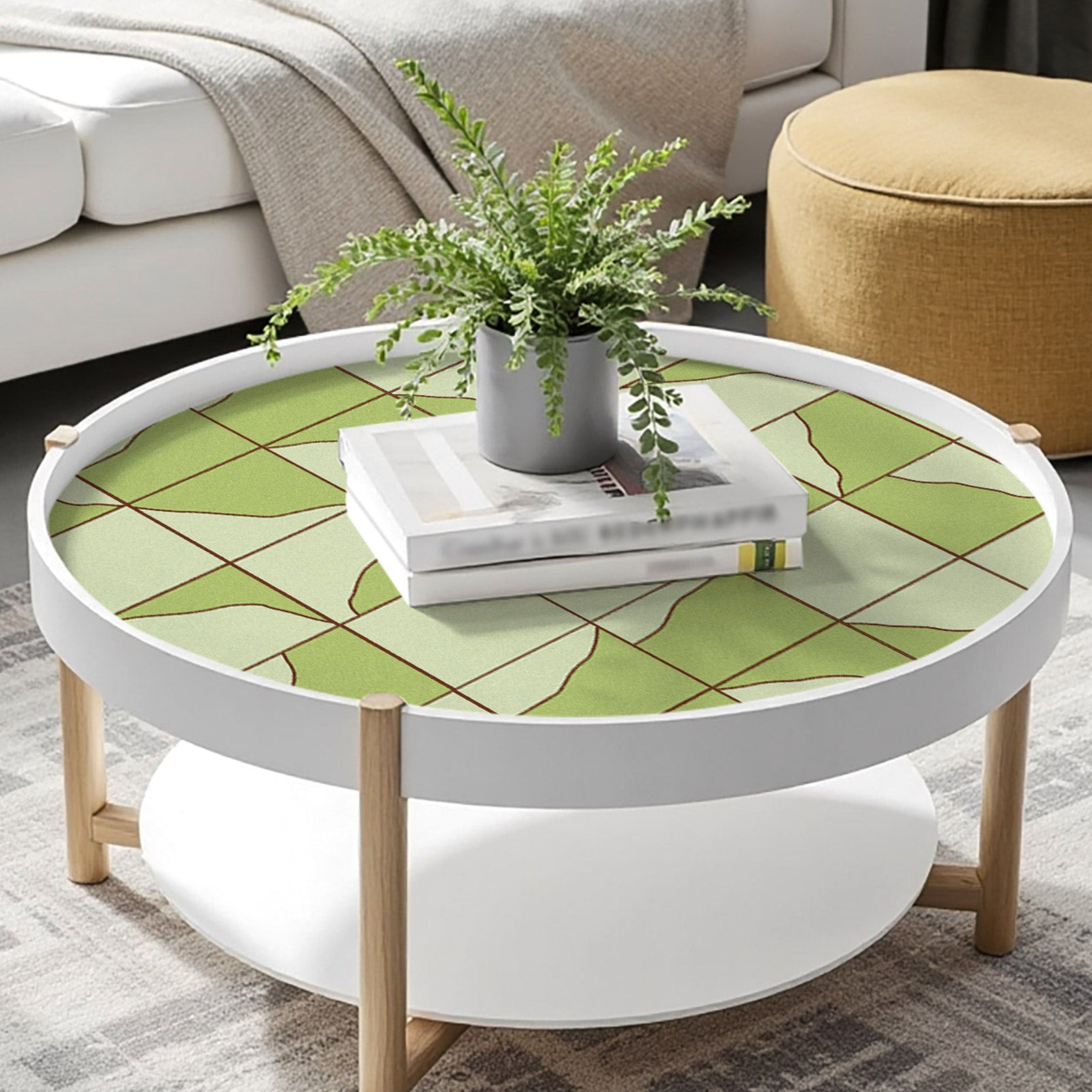 Papier peint adhésif Blue Flow Linearity – Géométrie moderne en beige mat et bleu marine