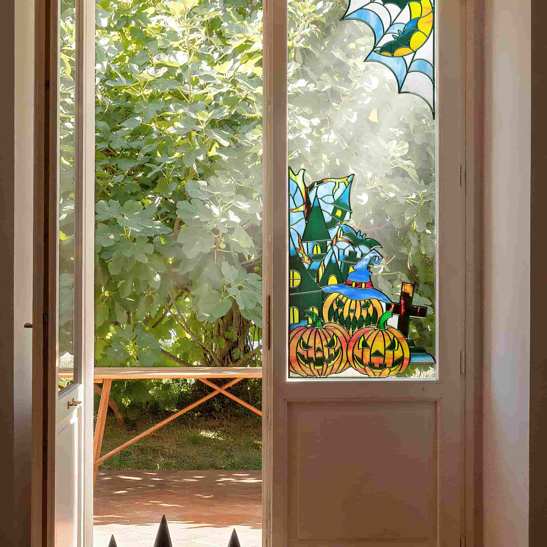 Film pour vitrail Green Gleam – Film statique décoratif moderne pour fenêtre