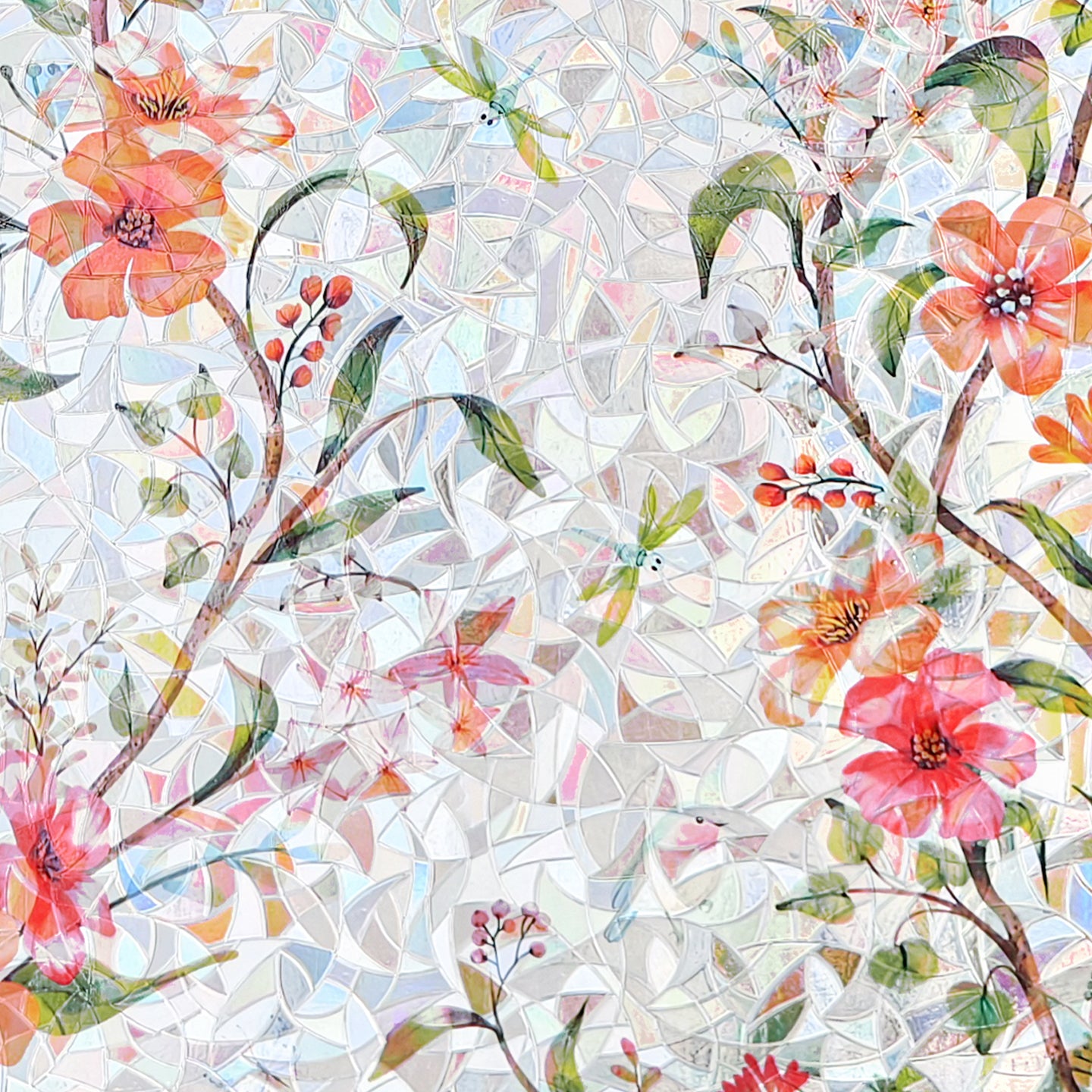 Holo Cosmos Bloom Magnolia Stained Glass Decorative Window Film
