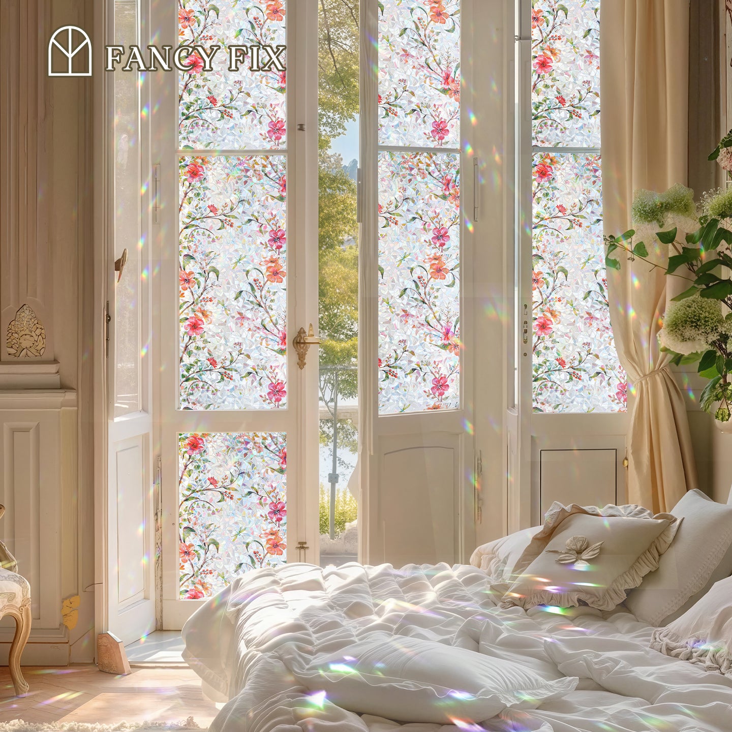 Holo Cosmos Bloom Magnolia Stained Glass Decorative Window Film