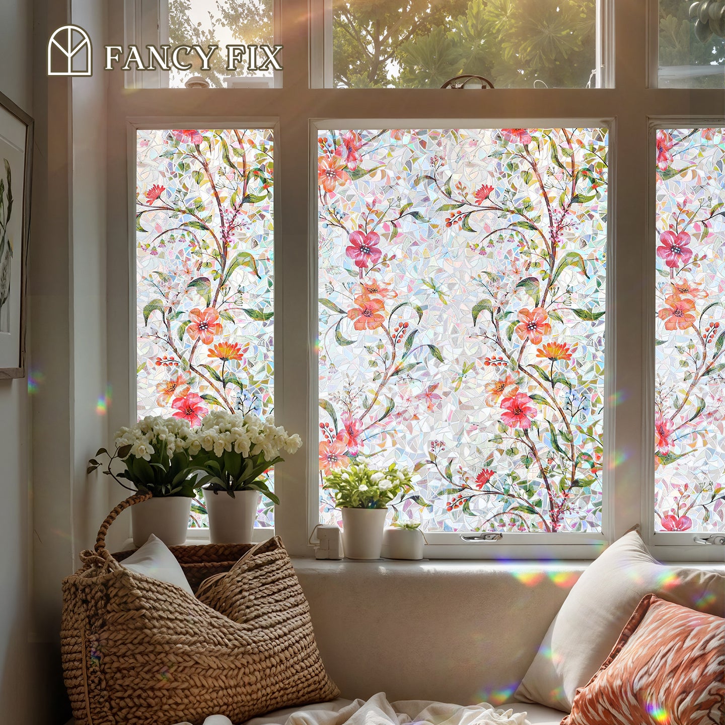 Holo Cosmos Bloom Magnolia Stained Glass Decorative Window Film