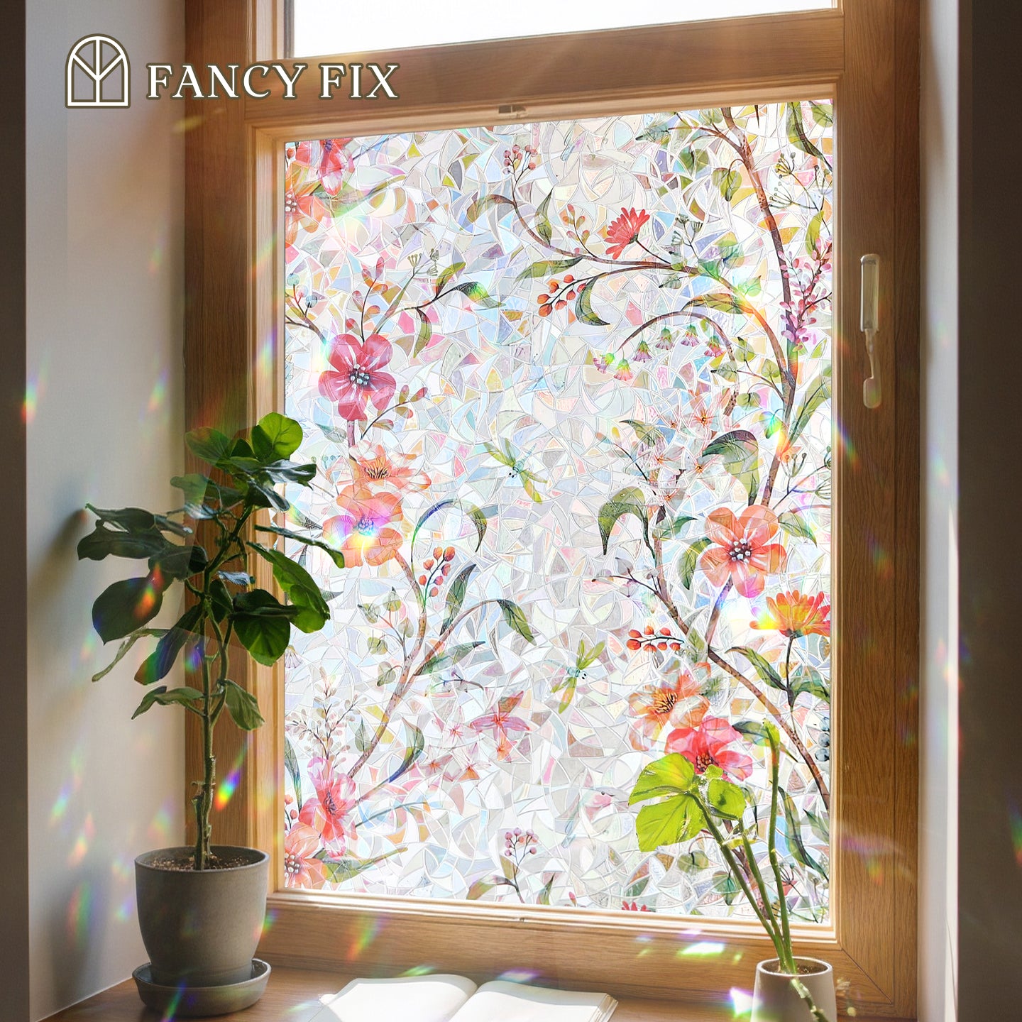 Holo Cosmos Bloom Magnolia Stained Glass Decorative Window Film