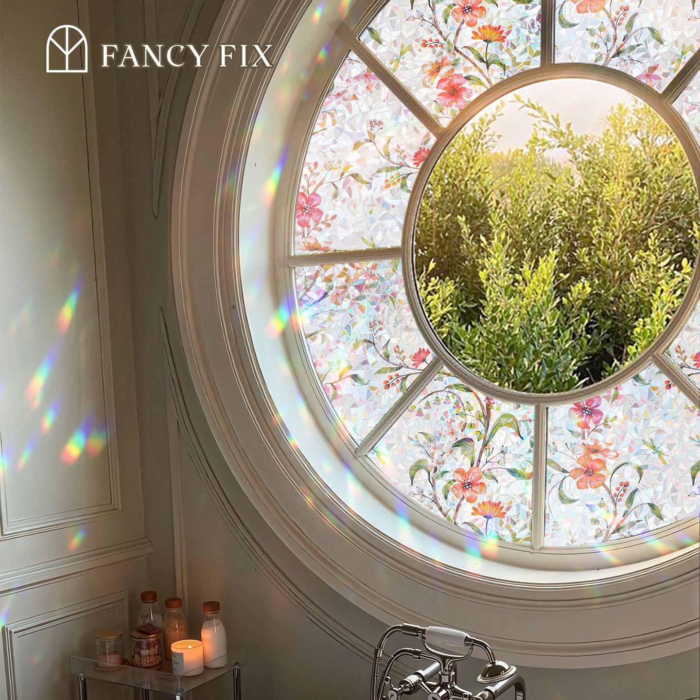 Holo Cosmos Bloom Magnolia Stained Glass Decorative Window Film