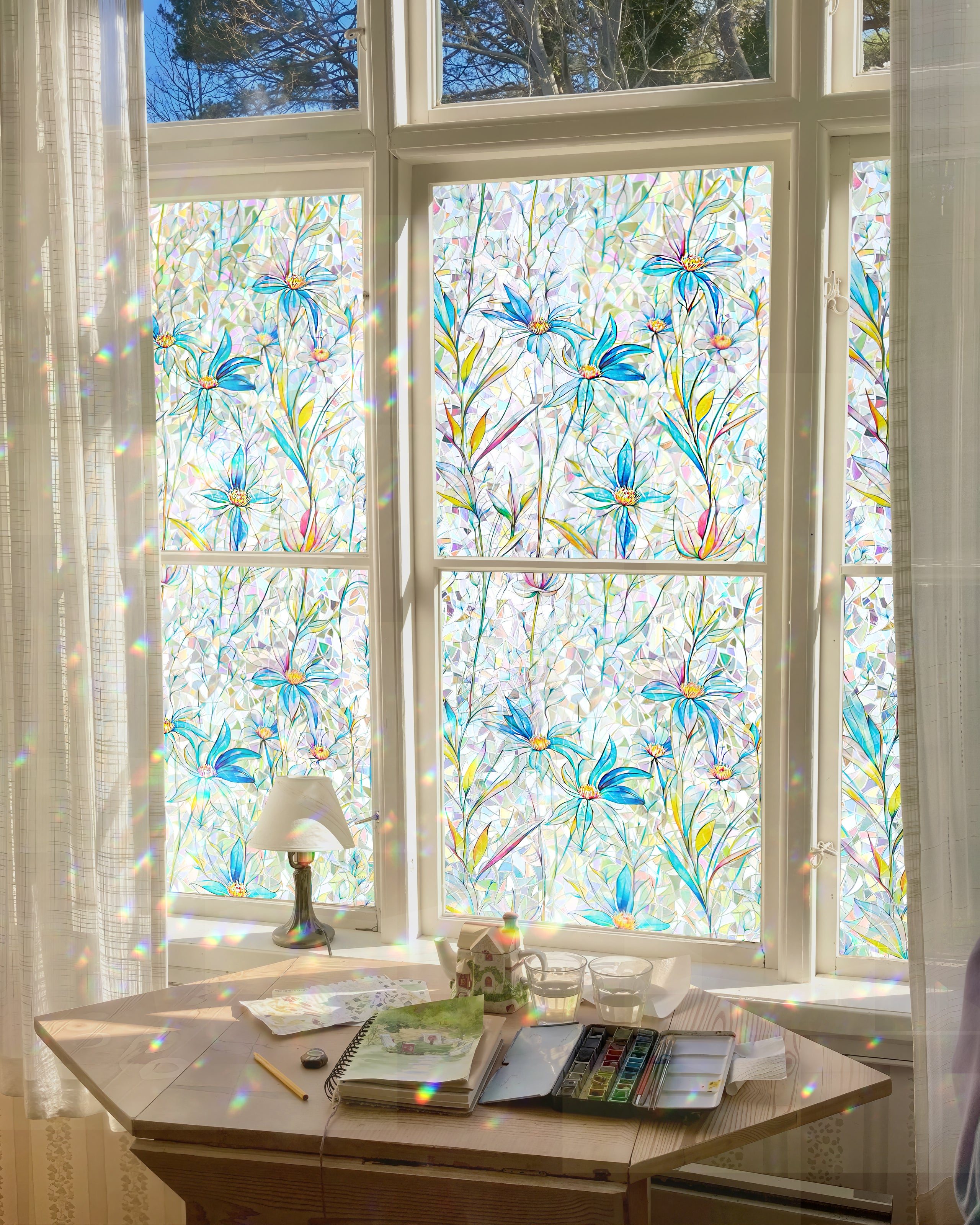 Holo Daisy Stained Glass Decorative Window Film