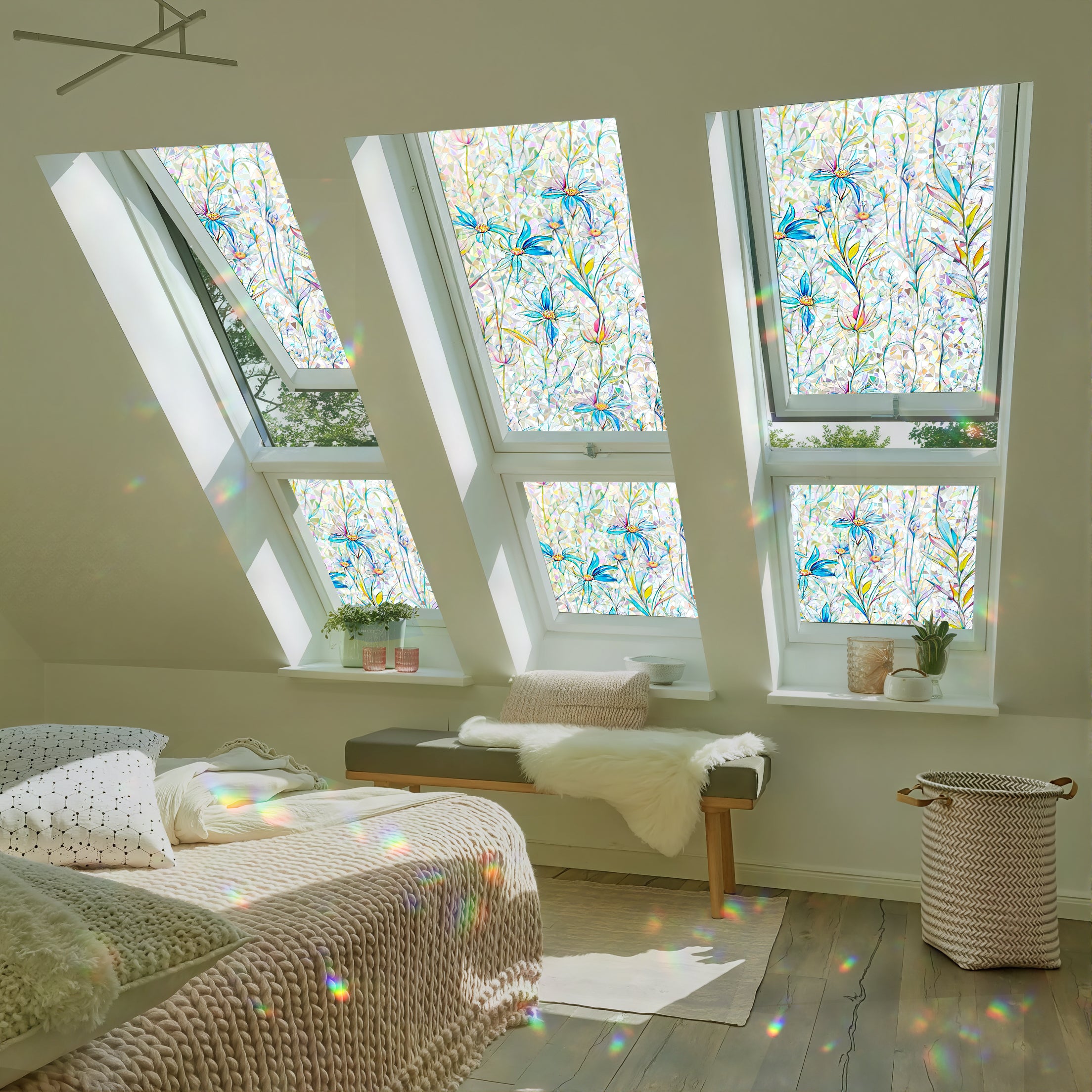 Holo Daisy Stained Glass Decorative Window Film