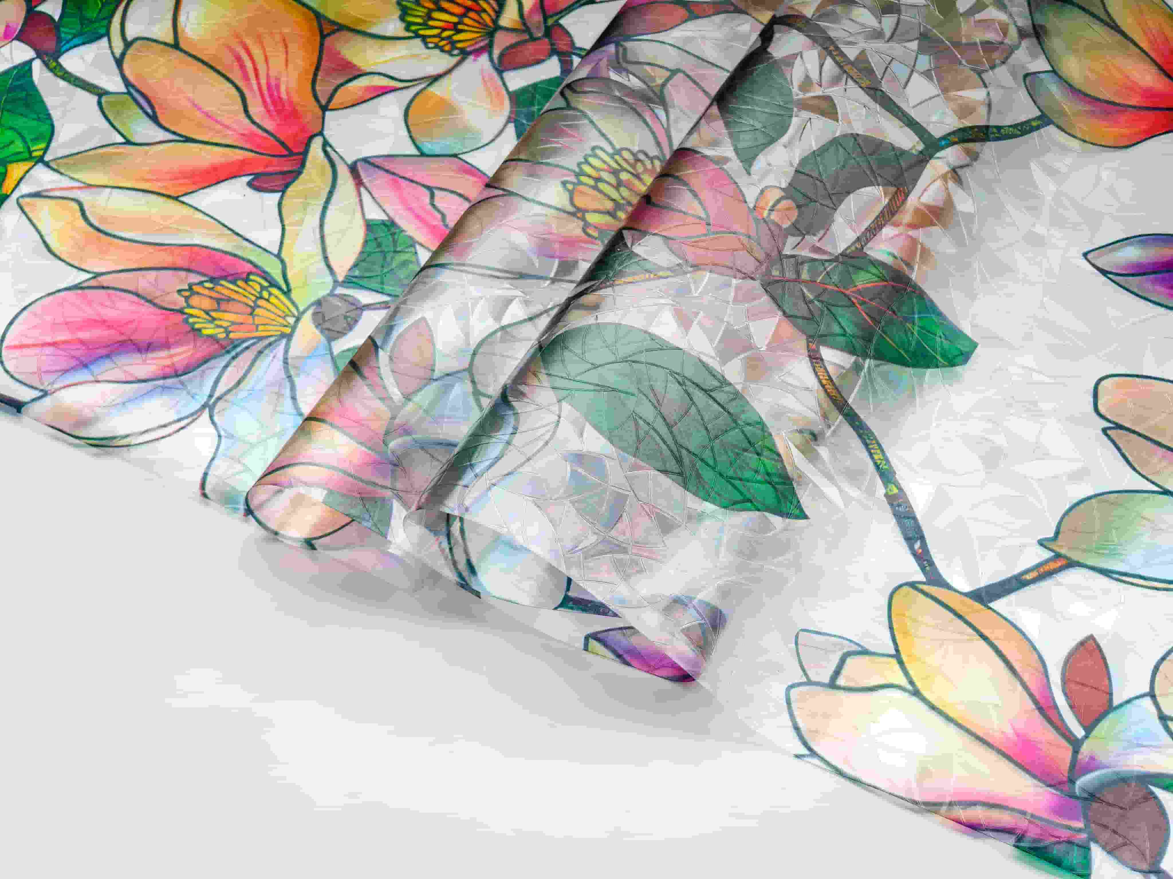 Holo Pink Magnolia Stained Glass Decorative Window Film