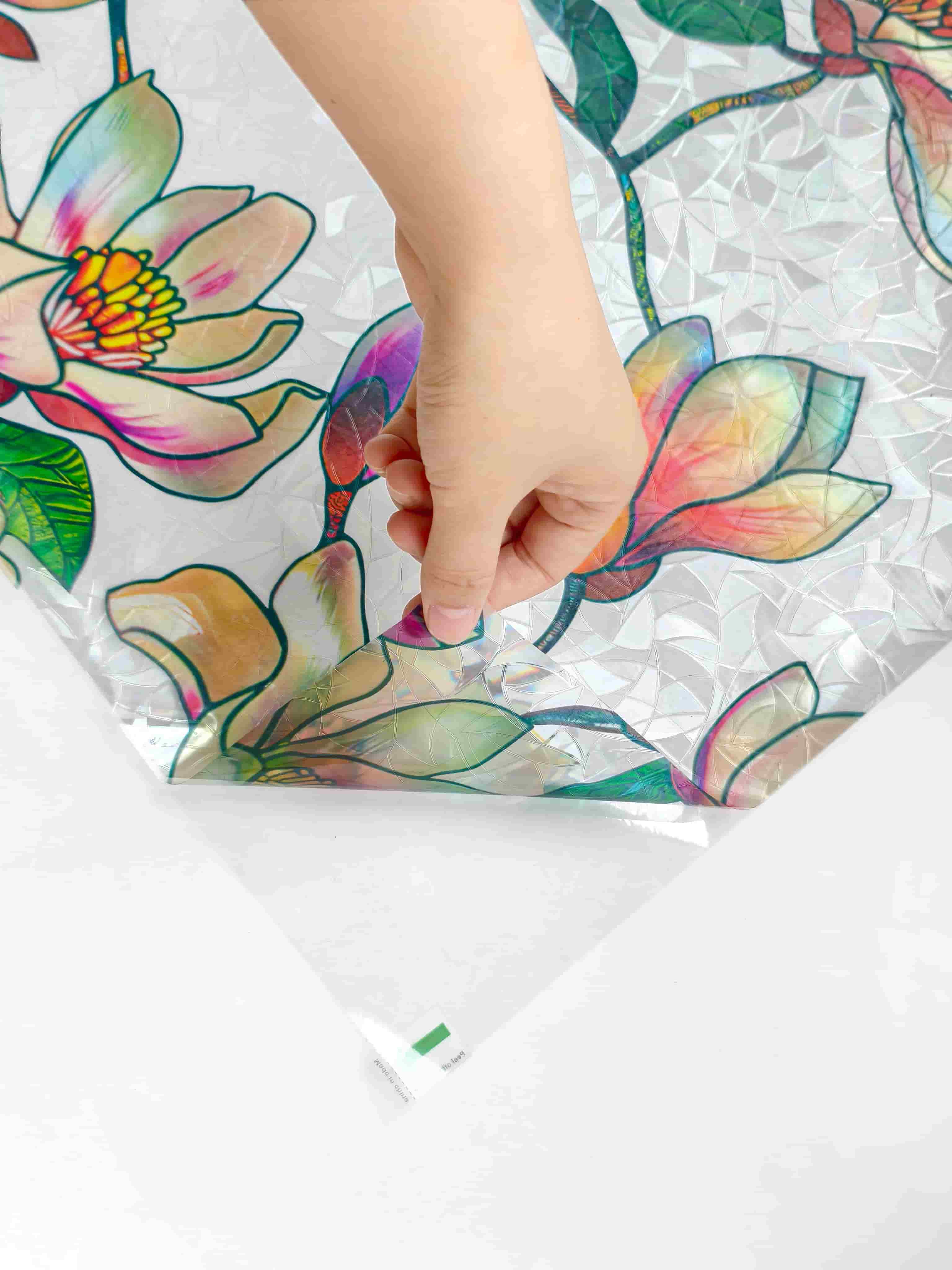 Holo Pink Magnolia Stained Glass Decorative Window Film