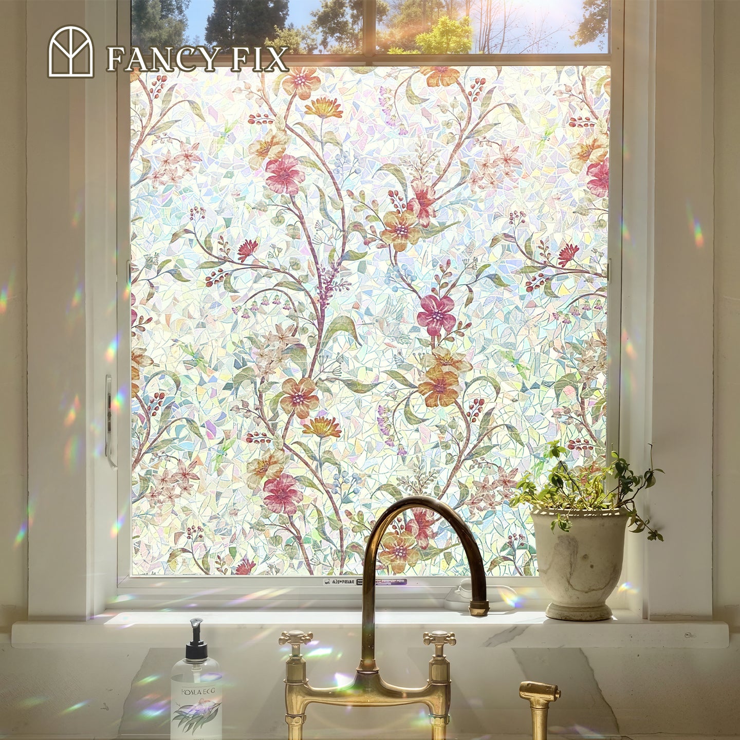 Holo Floral Whisper Stained Glass Decorative Window Film
