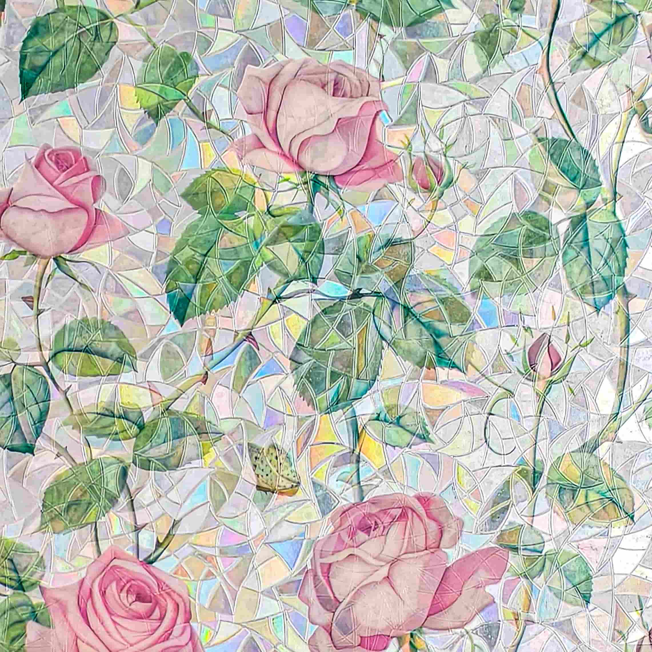 Holographic Rose Garden Stained Glass Decorative Window Film
