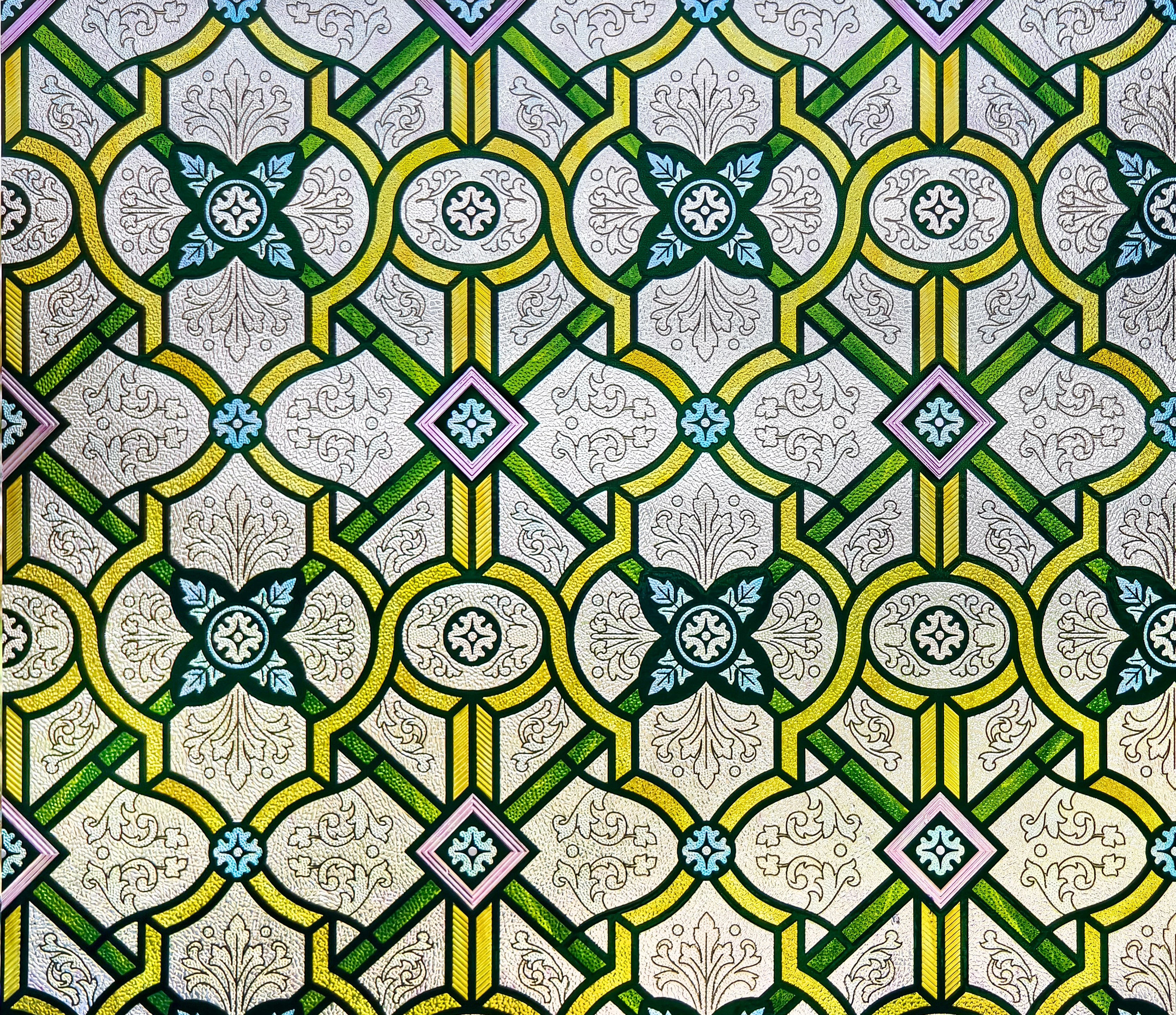 Holy Lattice Stained Glass Window Film – Decorative & Privacy Static Cling for Home Windows