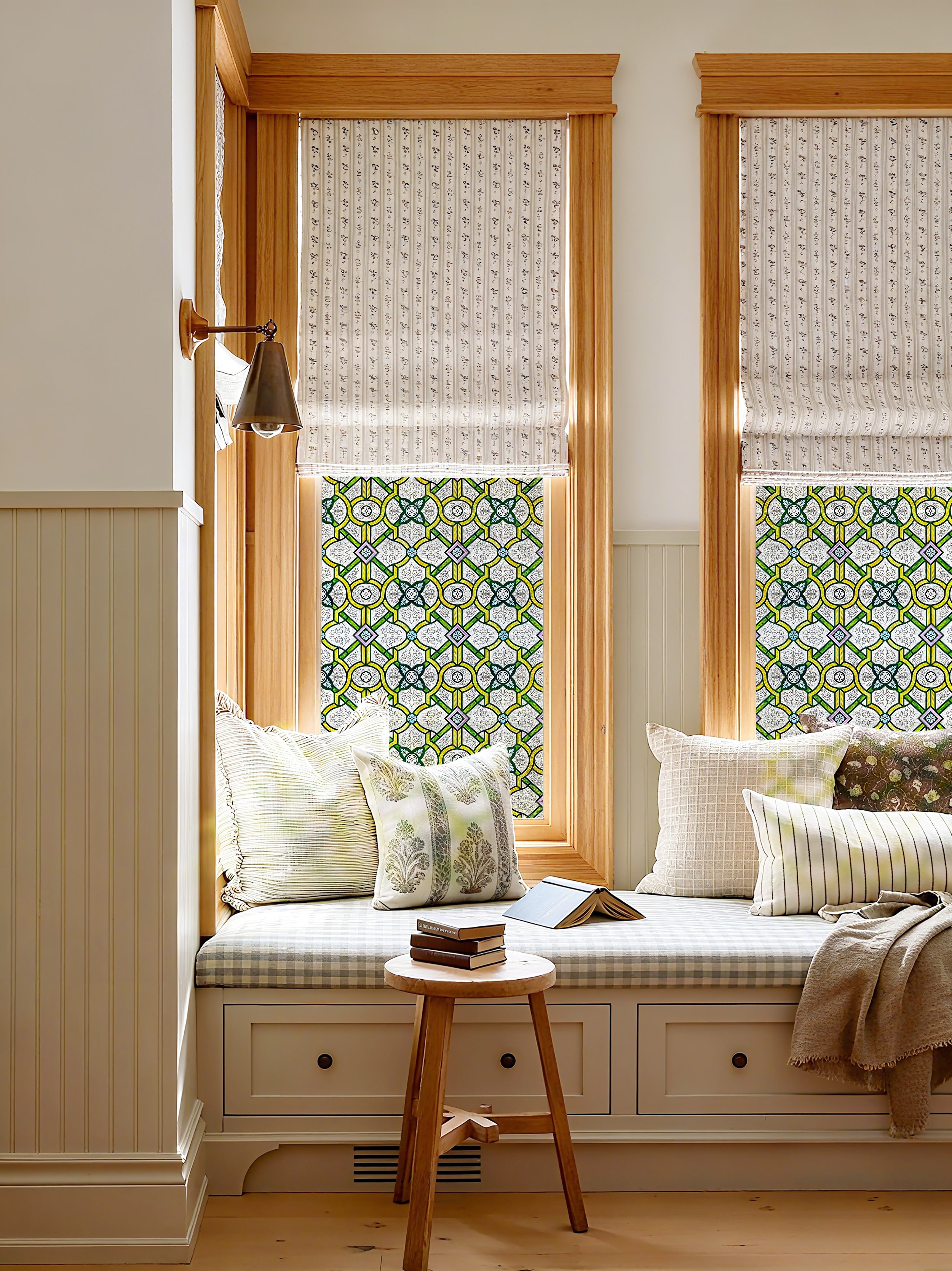 Holy Lattice Stained Glass Window Film – Decorative & Privacy Static Cling for Home Windows