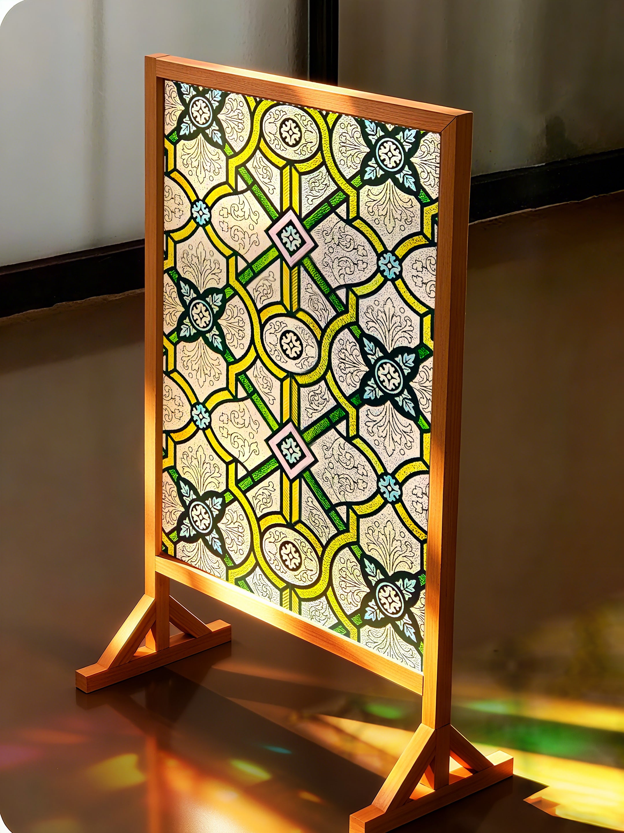 Holy Lattice Stained Glass Window Film – Decorative & Privacy Static Cling for Home Windows