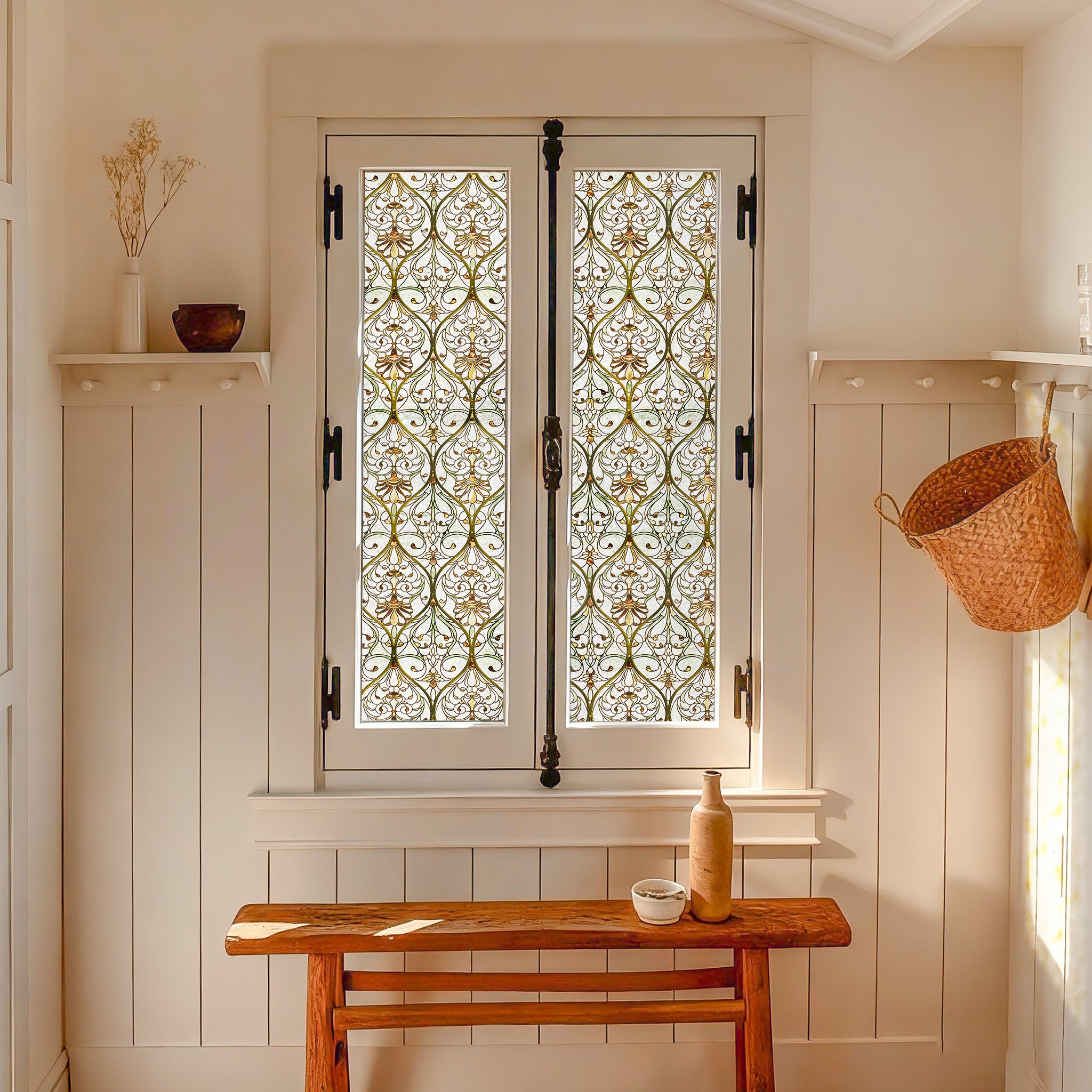 Honeysuckle Ogee Stained Glass Window Film