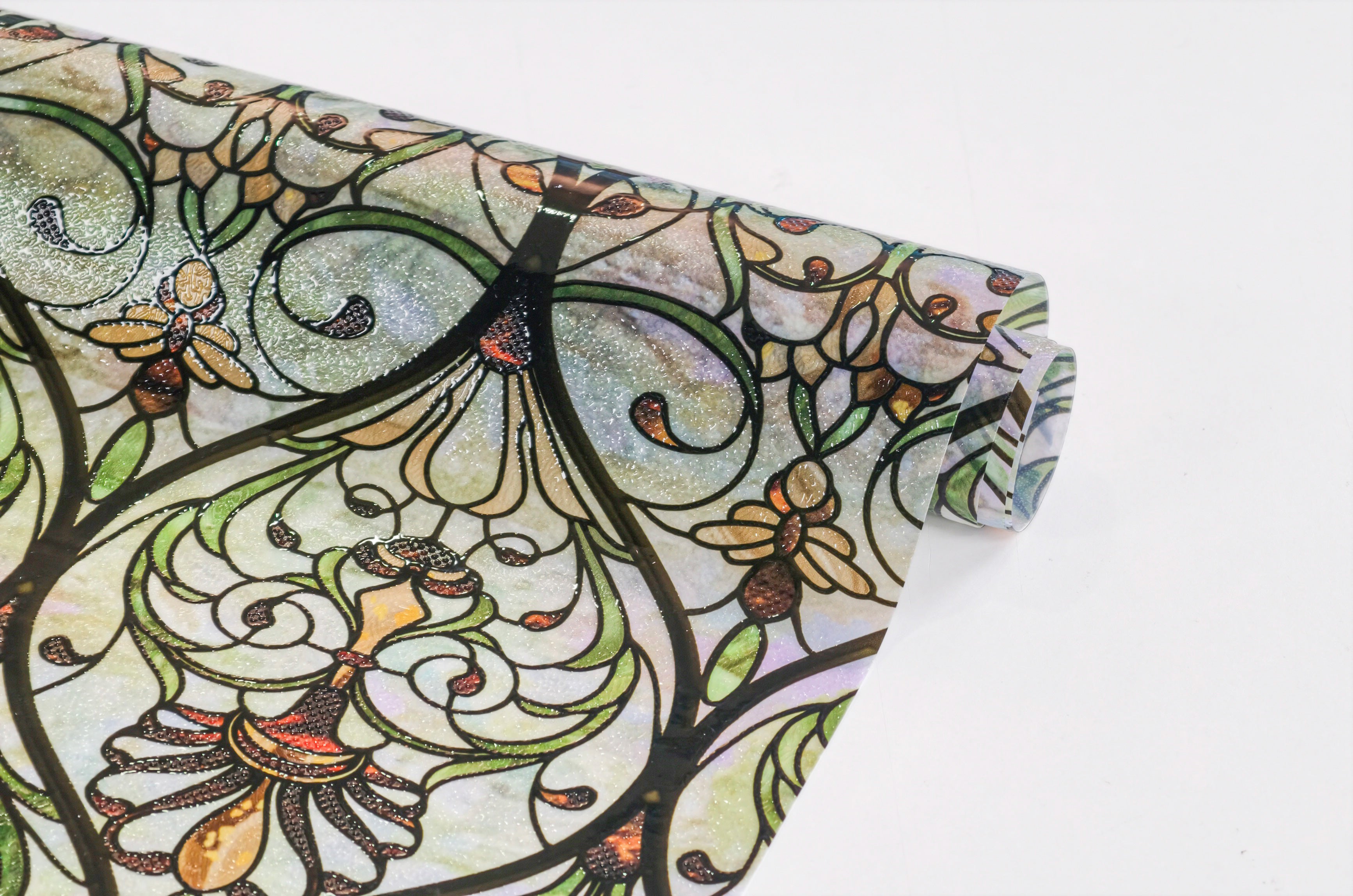 Honeysuckle Ogee Stained Glass Window Film