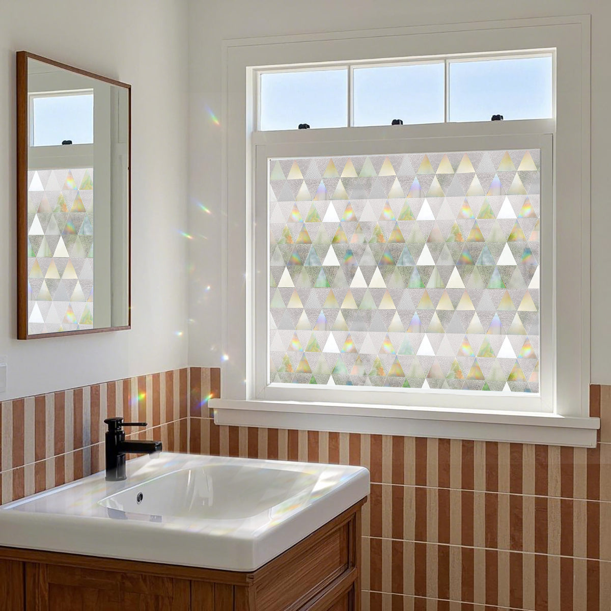 Laser Triangle Rainbow Static Stained Glass Decorative Window Film