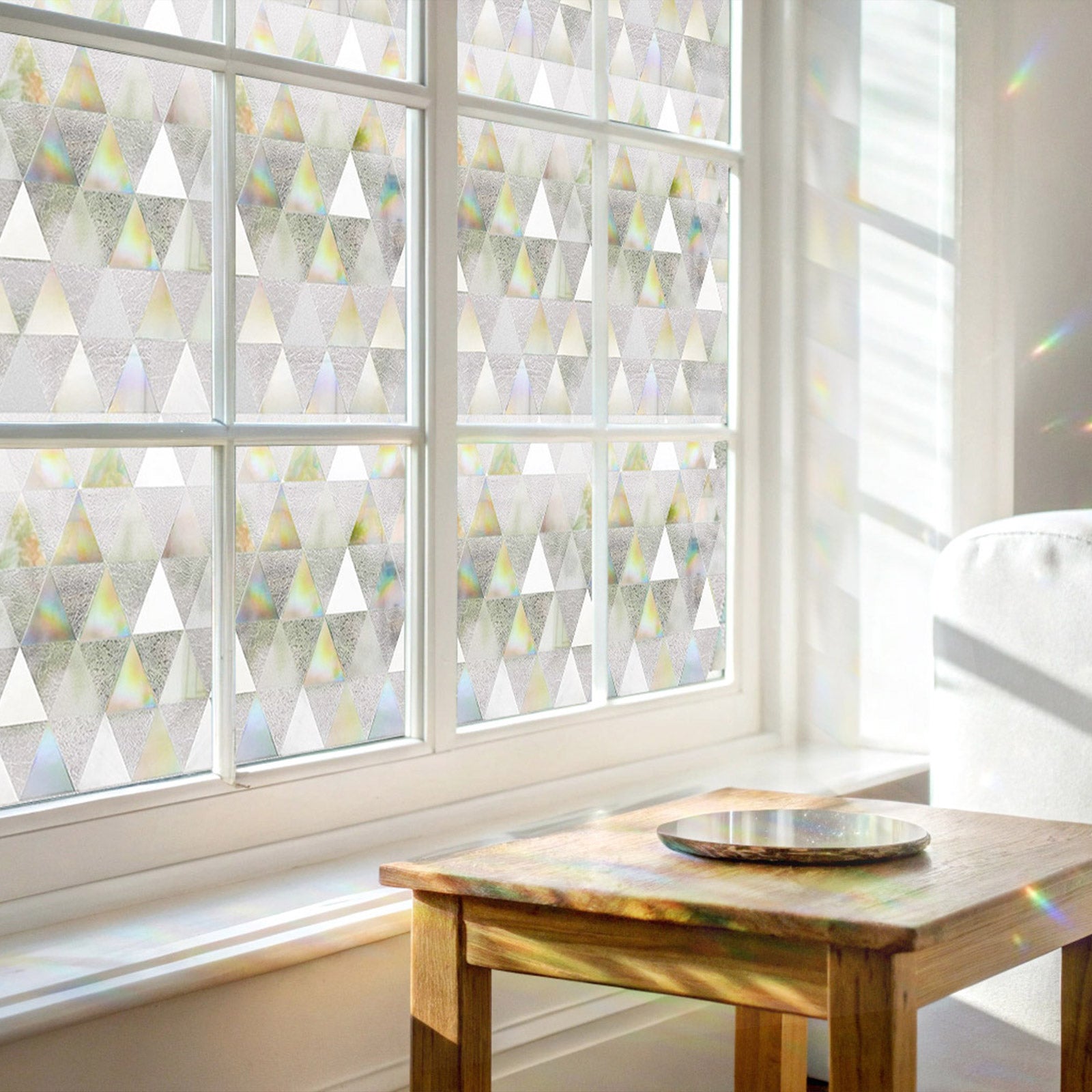 Laser Triangle Rainbow Static Stained Glass Decorative Window Film