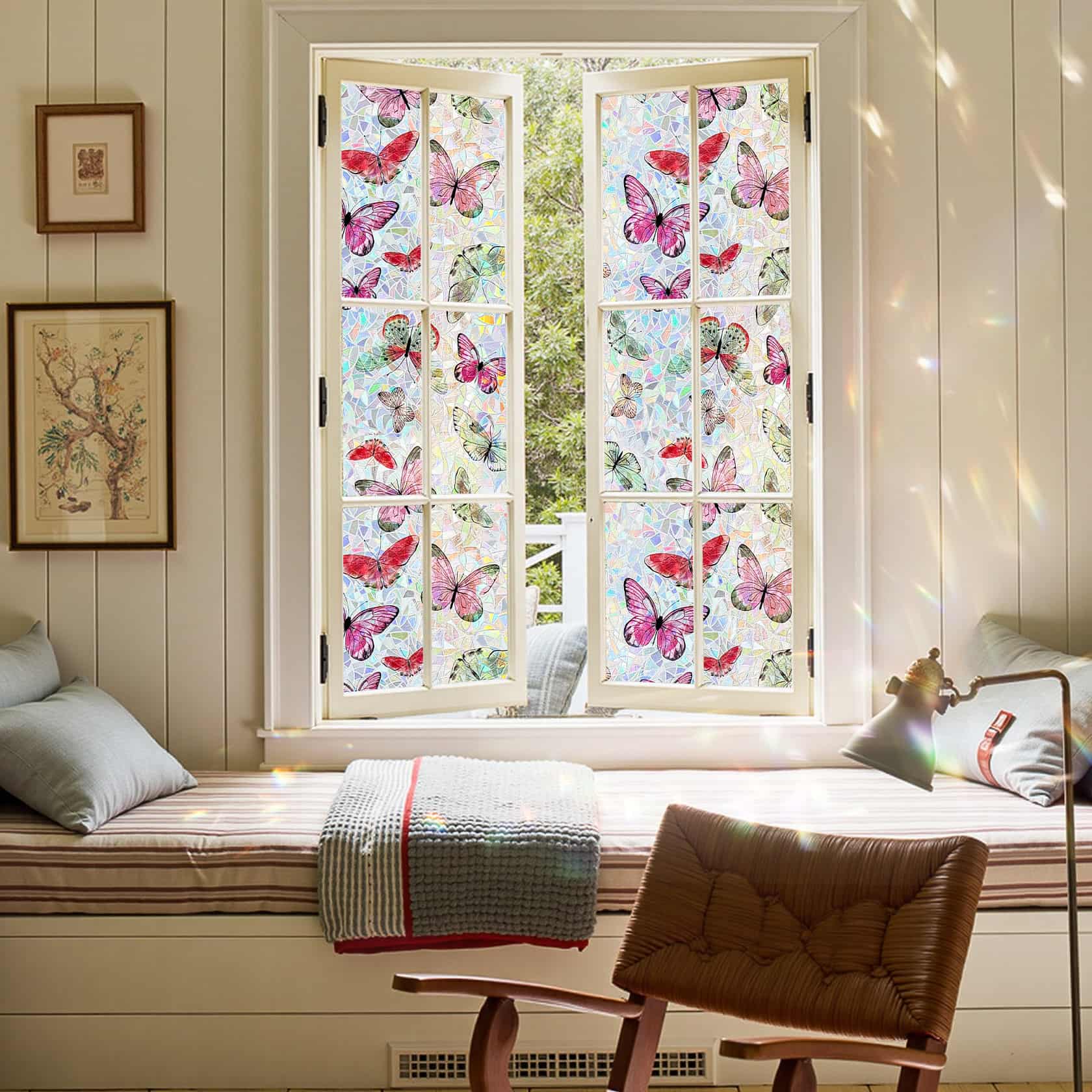 Laser Butterfly Stained Glass Decorative Window Film