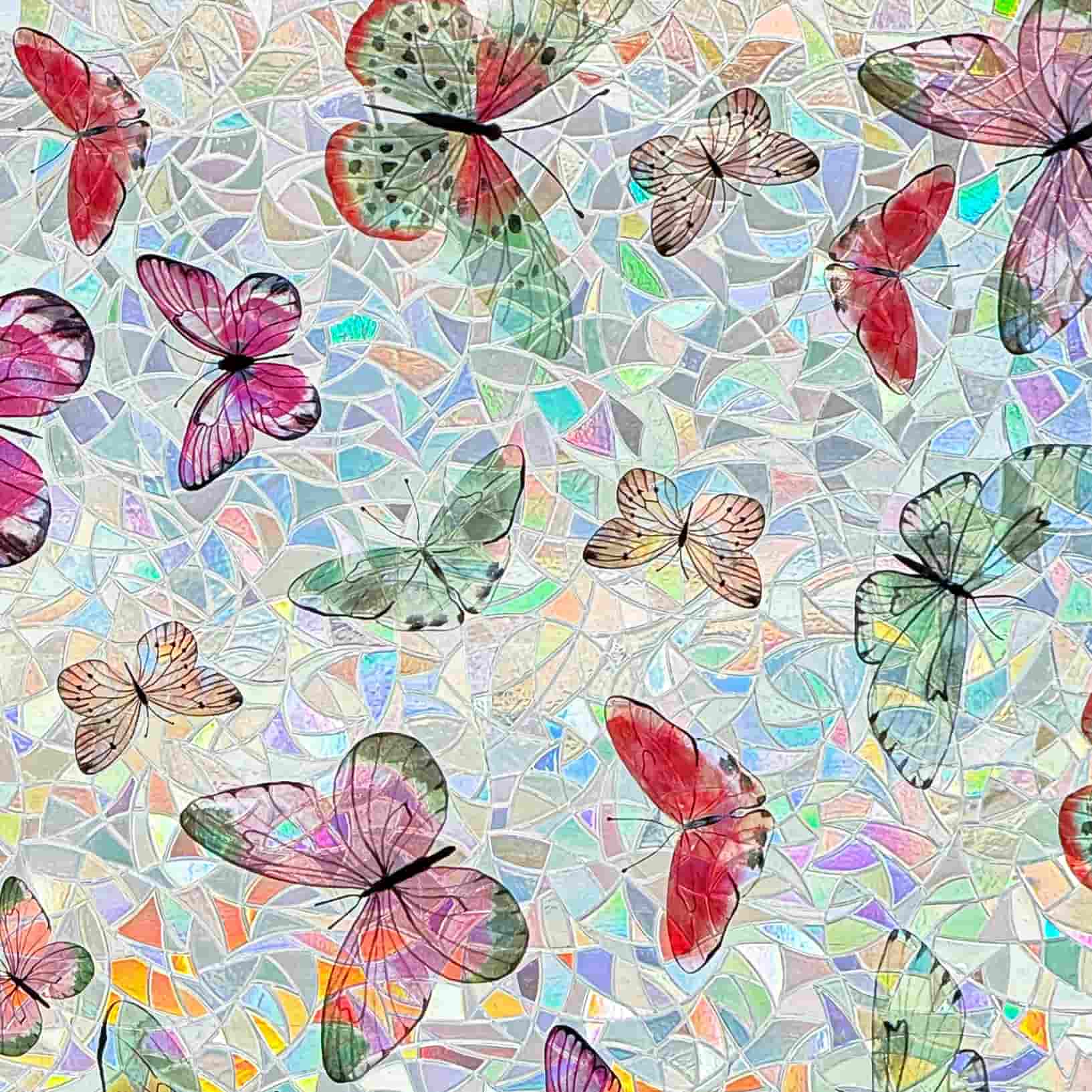 Laser Butterfly Stained Glass Decorative Window Film