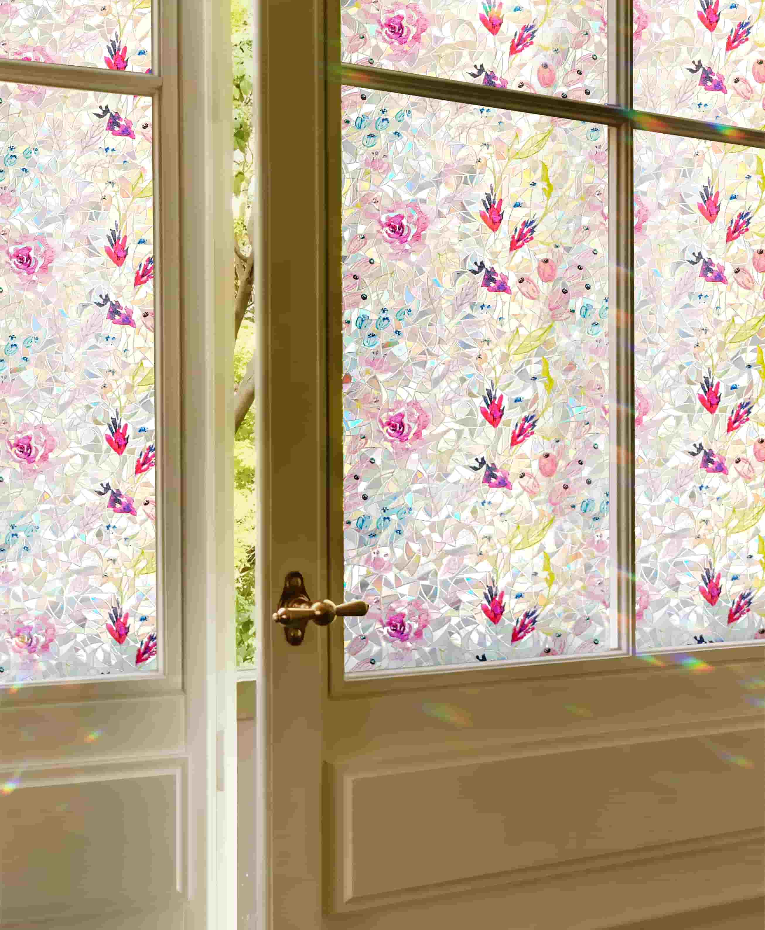 Laser Rose Mirage Stained Glass Decorative Window Film