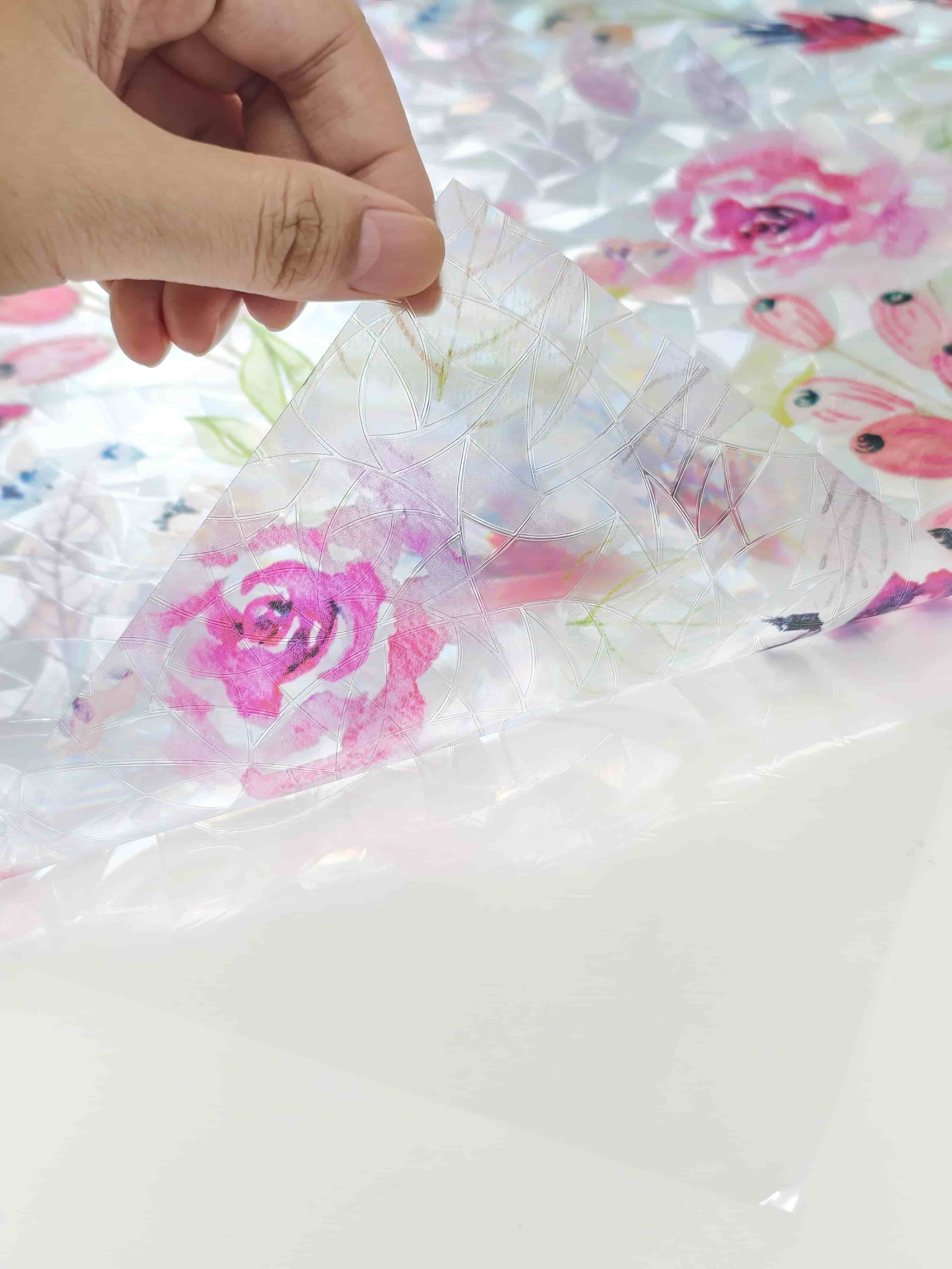 Laser Rose Mirage Stained Glass Decorative Window Film