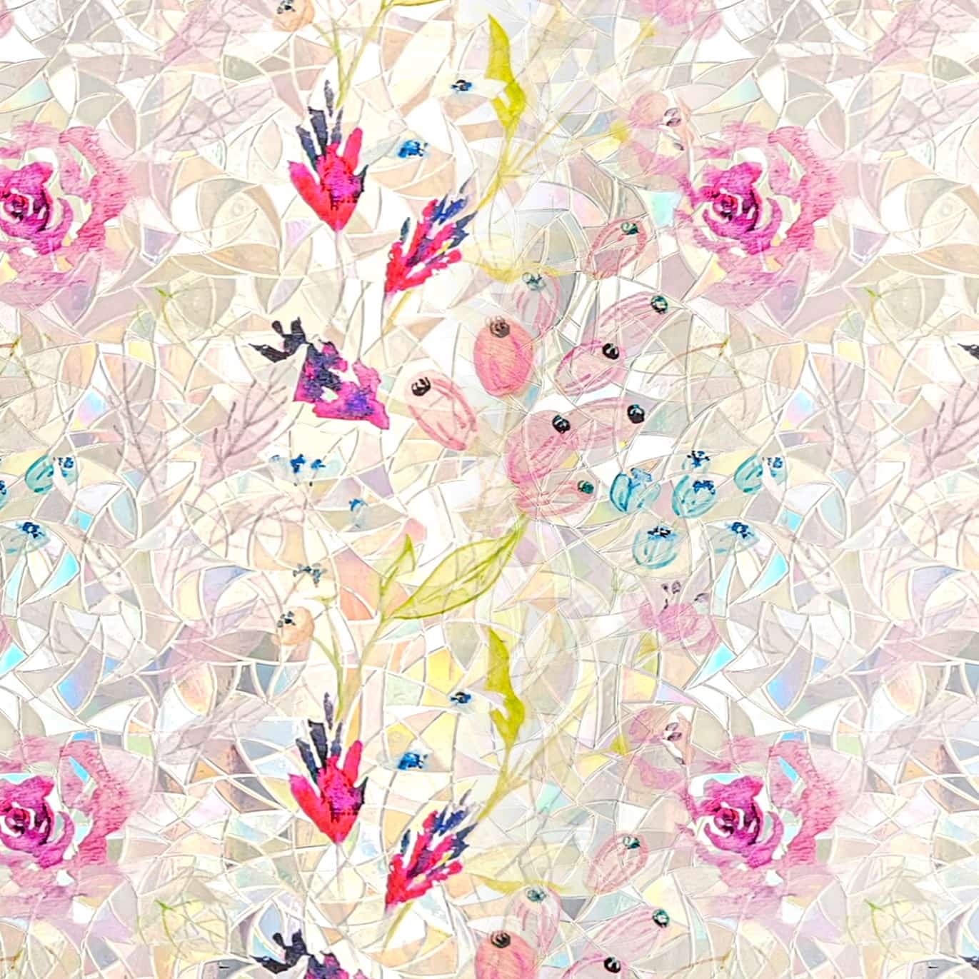 Laser Rose Mirage Stained Glass Decorative Window Film