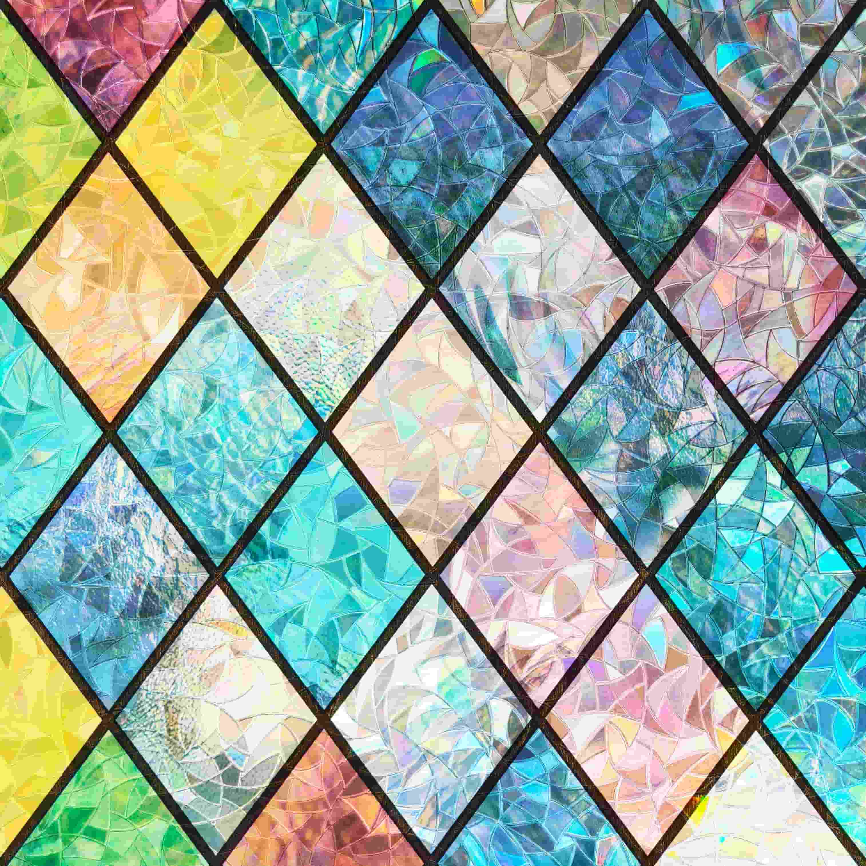 Laser Colorful Diamond Stained Glass Decorative Window Film