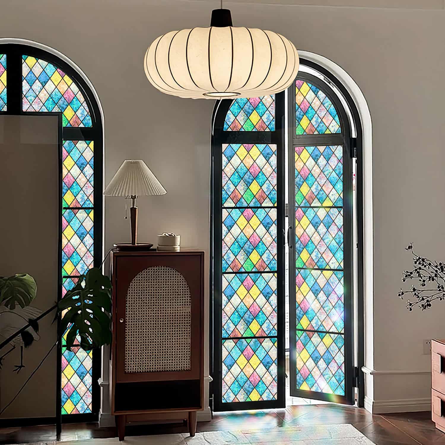 Laser Colorful Diamond Stained Glass Decorative Window Film