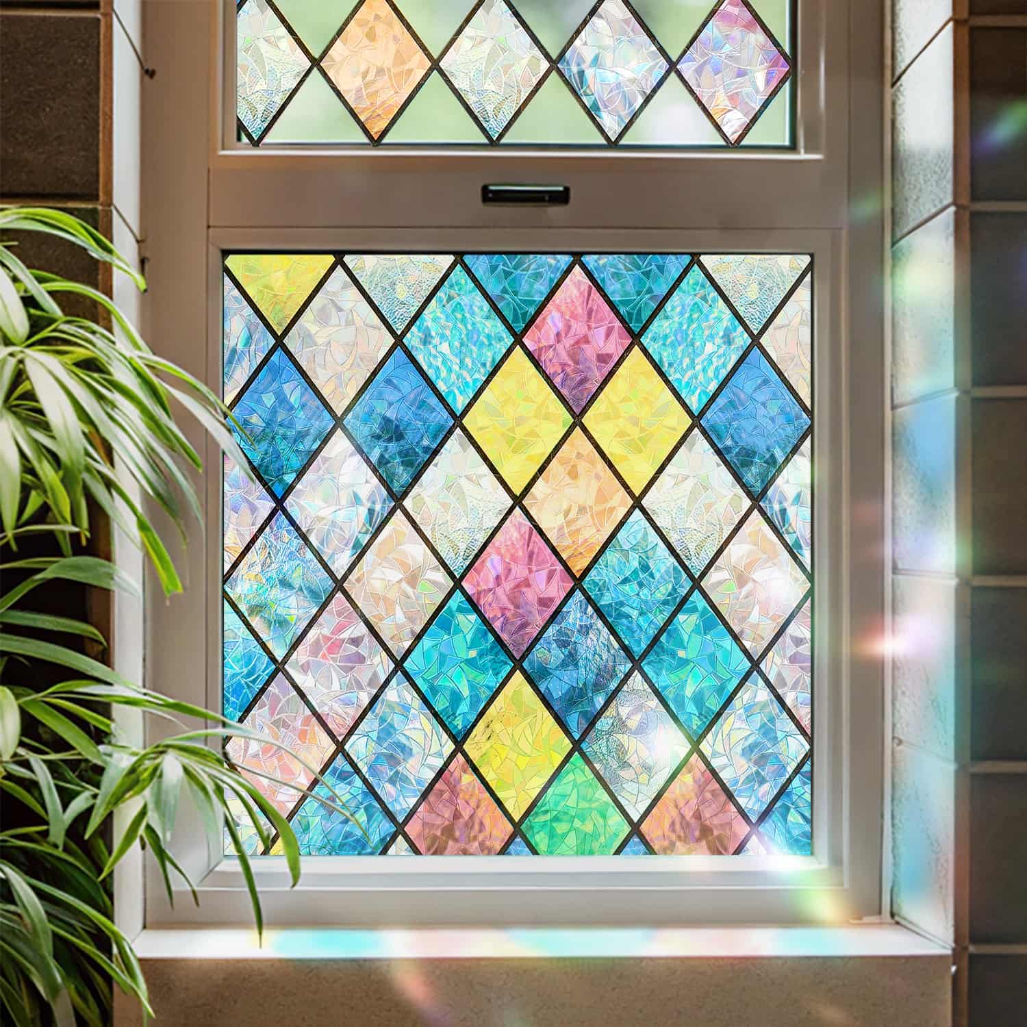 Laser Colorful Diamond Stained Glass Decorative Window Film