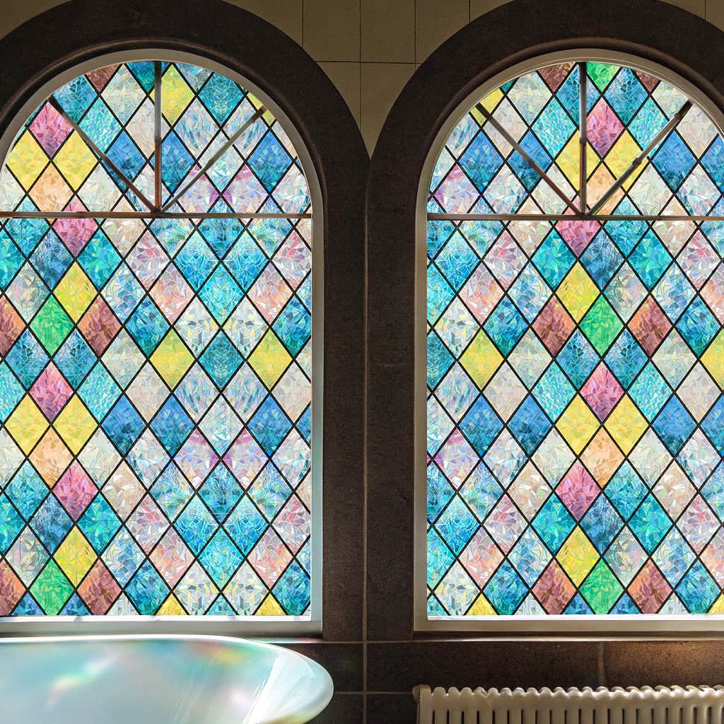 Laser Colorful Diamond Stained Glass Decorative Window Film