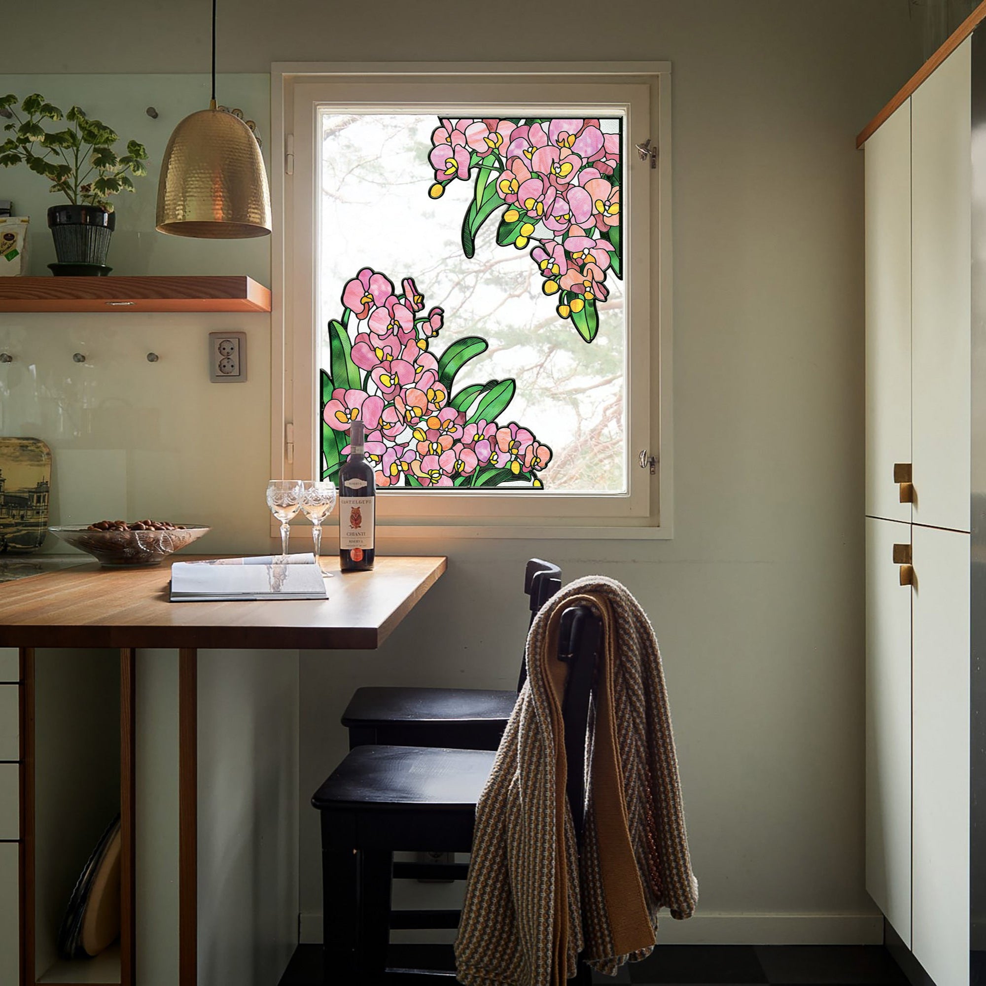 Film pour vitrail Green Gleam – Film statique décoratif moderne pour fenêtre