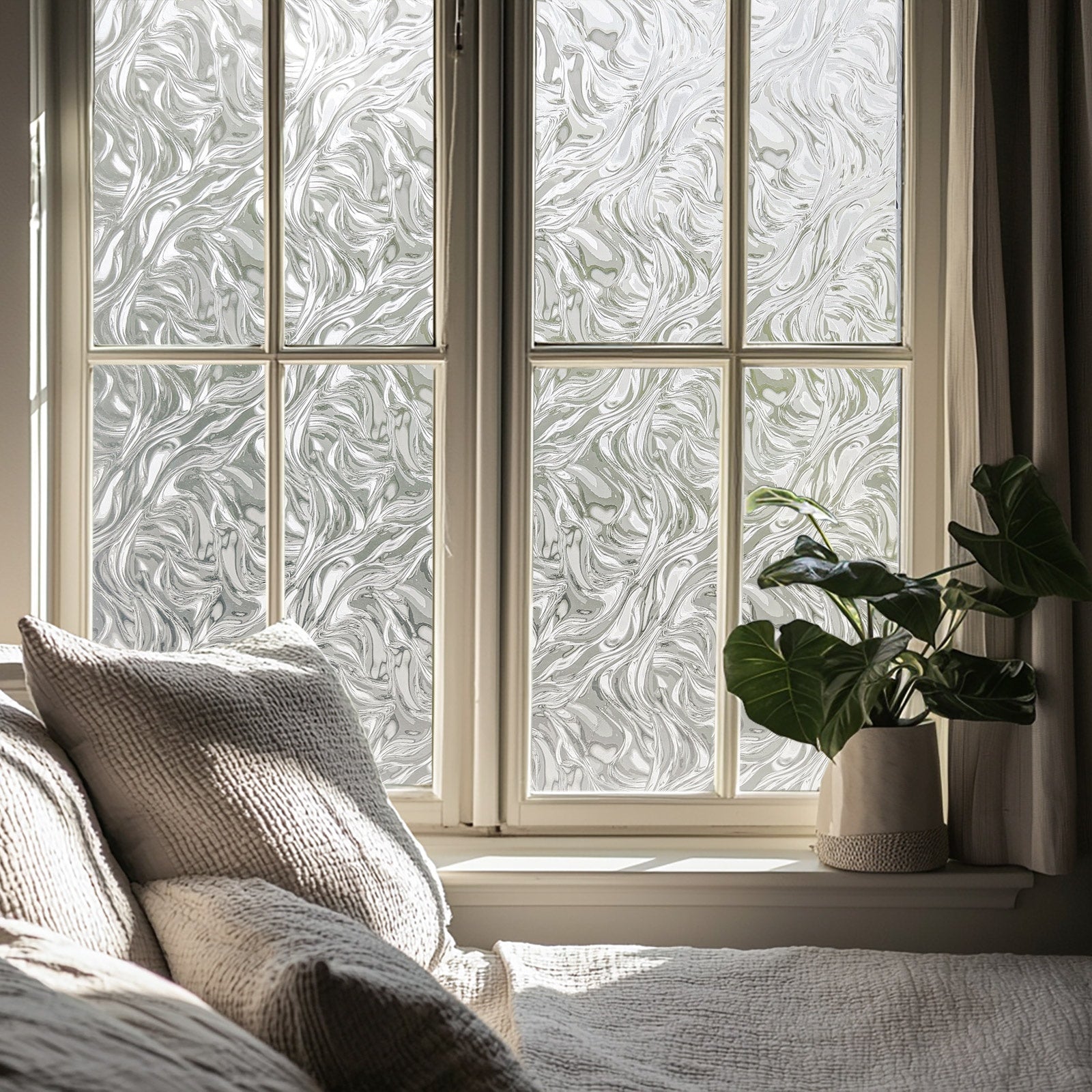 Ocean Currents Stained Glass Decorative Window Film