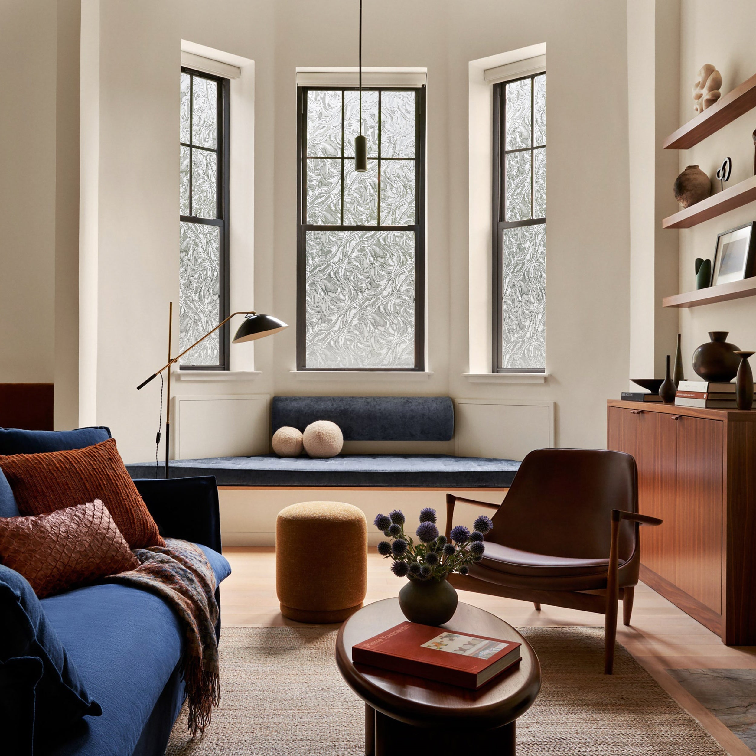 Ocean Currents Stained Glass Decorative Window Film