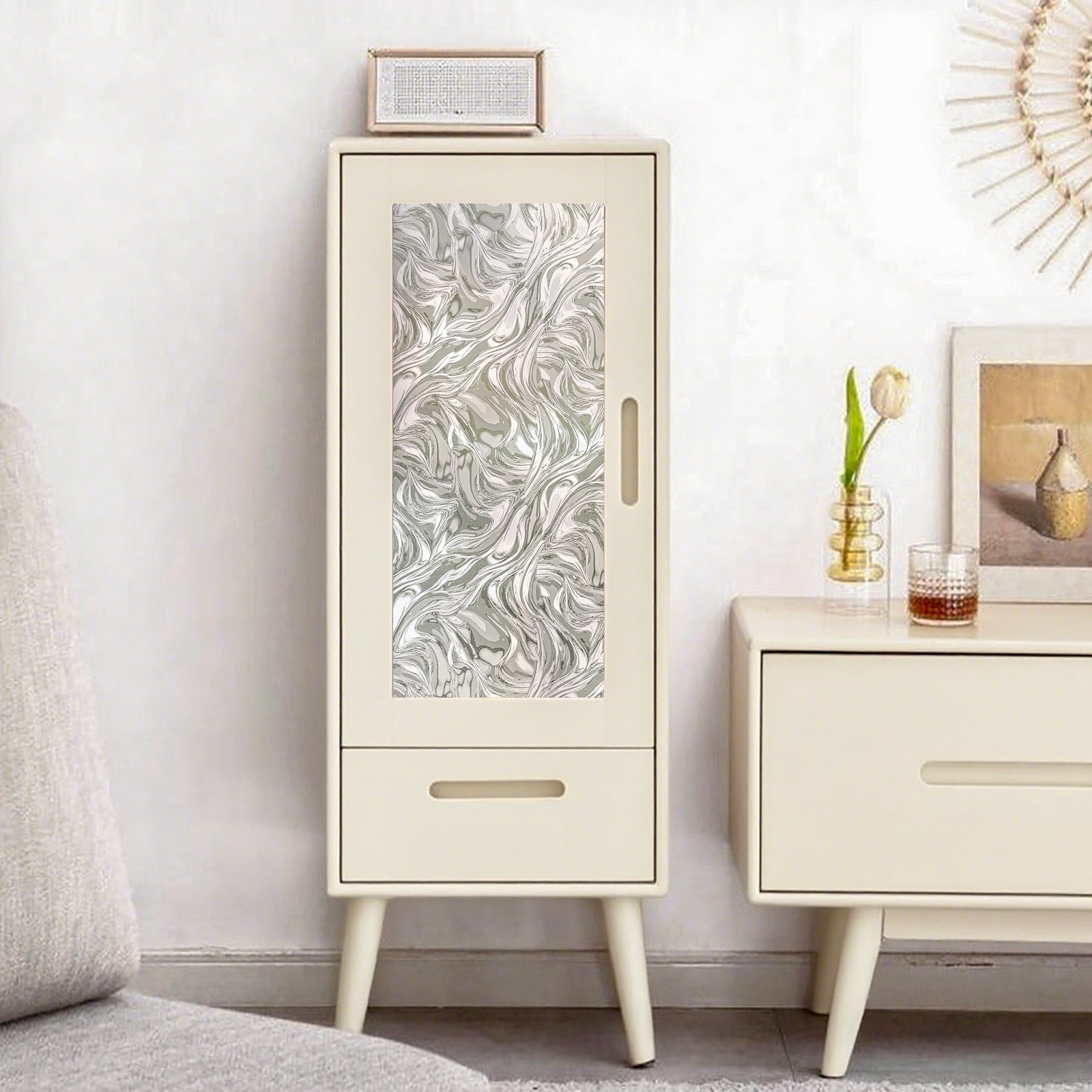 Ocean Currents Stained Glass Decorative Window Film