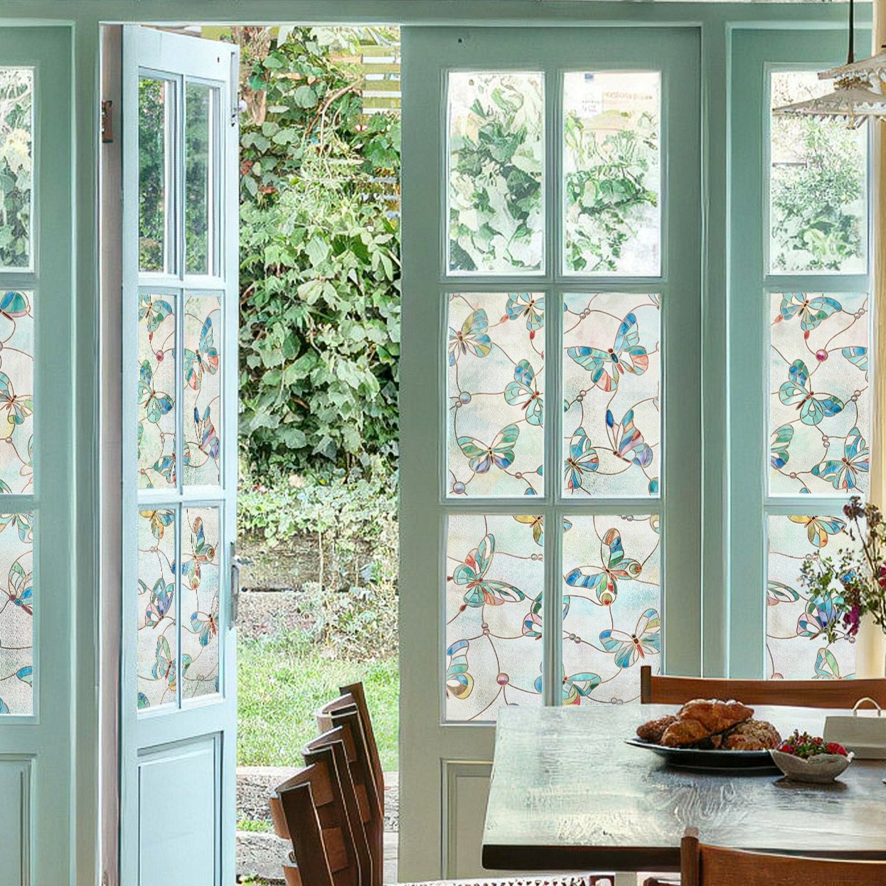 Butterfly Stained Glass Window Film – Decorative Butterfly Window Film for Home & Office